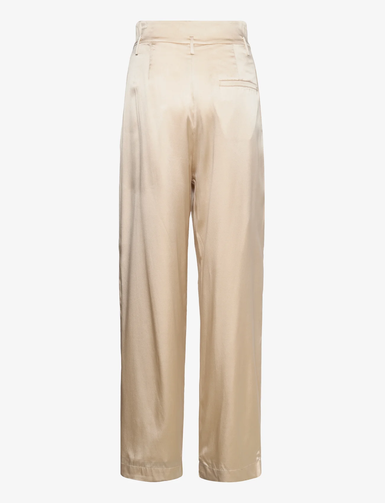 Cathrine Hammel - Silk satin suit pants - tailored trousers - warm cream - 1