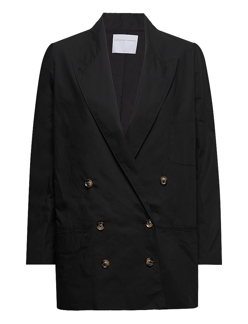 Cathrine Hammel - Poplin suit blazer - dobbeltradede blazere - black - 0