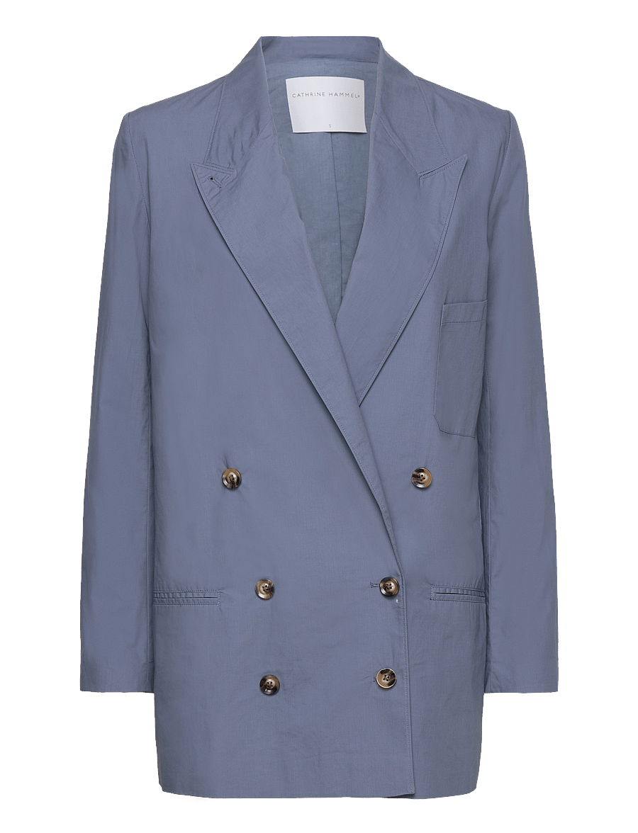 Cathrine Hammel - Poplin suit blazer - dobbeltradede blazere - dark french blue - 0