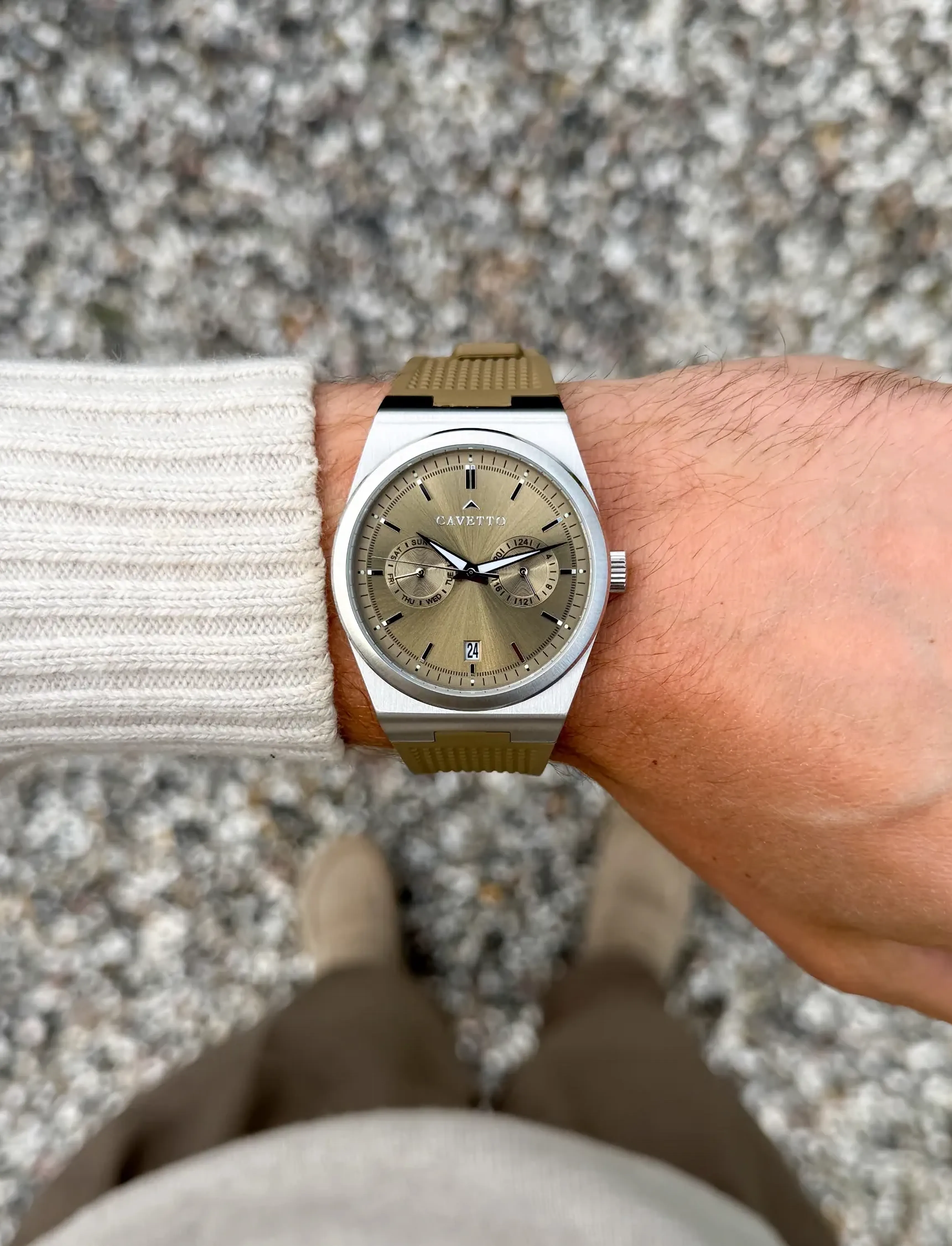 Cavetto Valente Cv0111, Herren, Multifunktionsuhr Mit Kautschukarmband, Braun, Gr.ONE SIZE