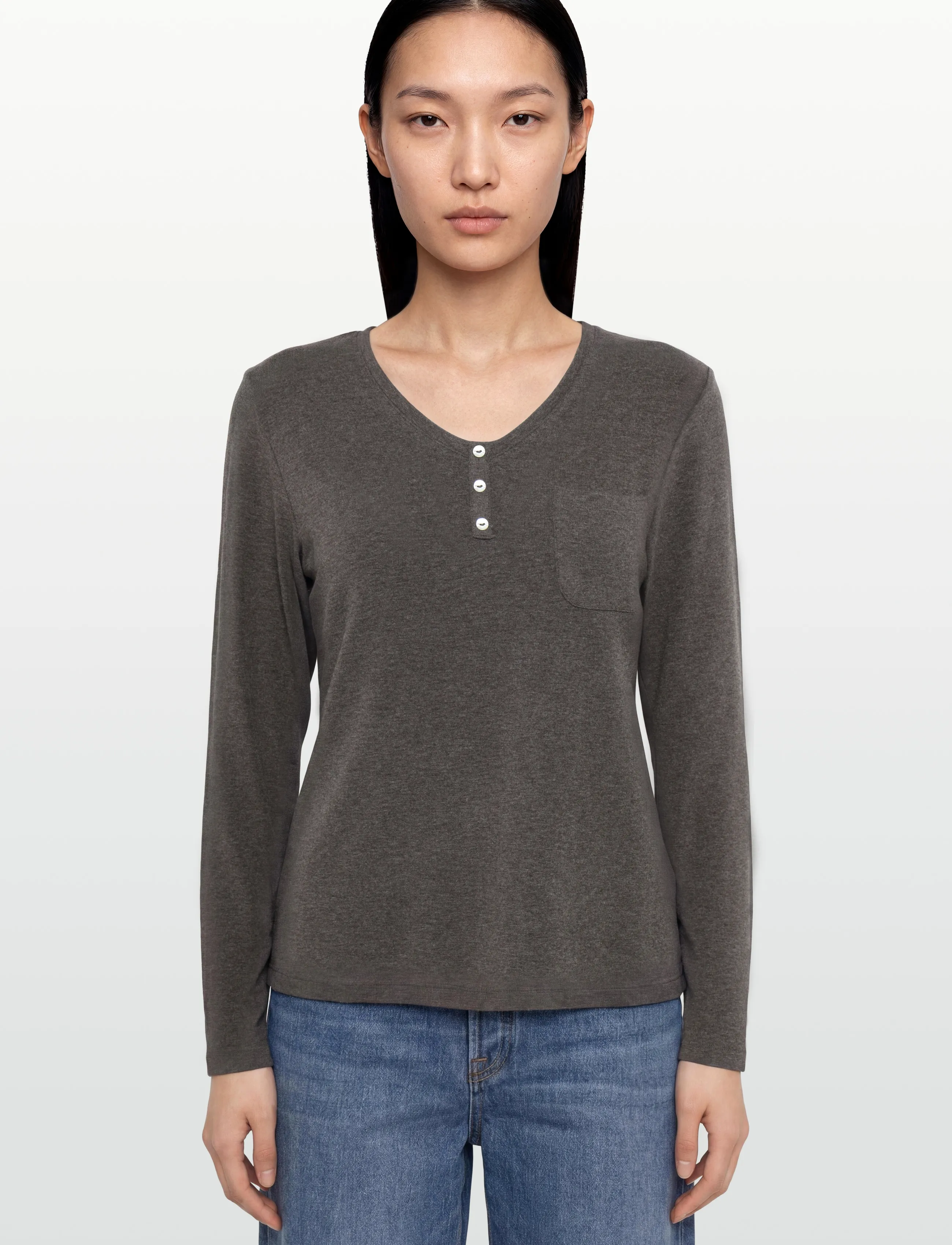 CCDK Copenhagen - Jordan Longsleeved T-shirt - langærmede toppe - seal brown melange - 3