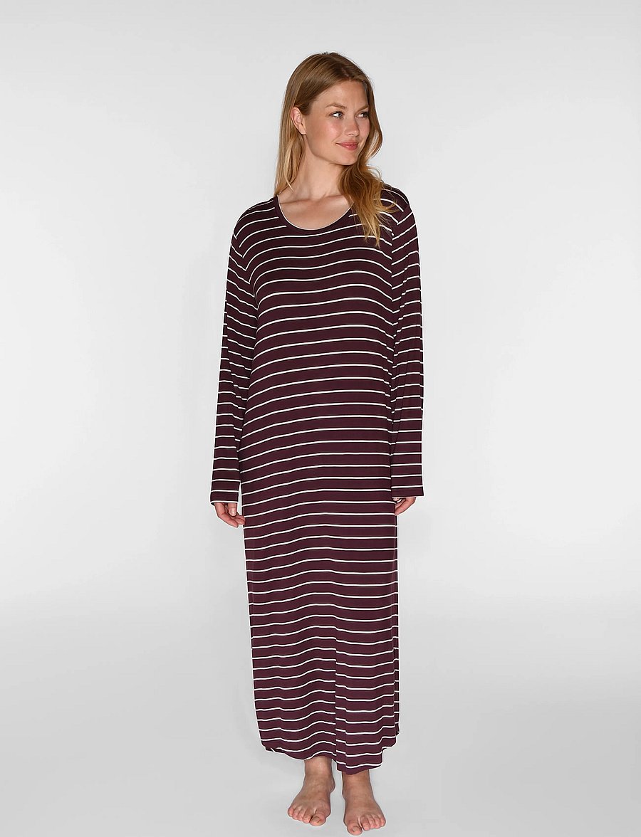 CCDK Copenhagen - Nicole Longsleeved Long Dress - Öösärgid - fudge stripe - 0