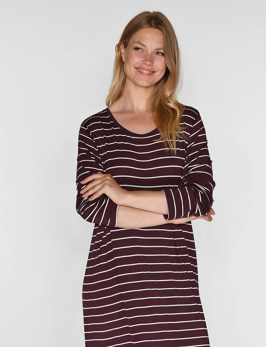 CCDK Copenhagen - Nicole Longsleeved Long Dress - Öösärgid - fudge stripe - 4