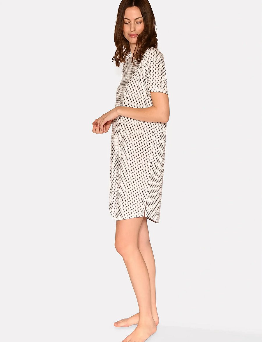 CCDK Copenhagen - Nicole shortsleeved Dress - natkjoler - snow white aop - 5