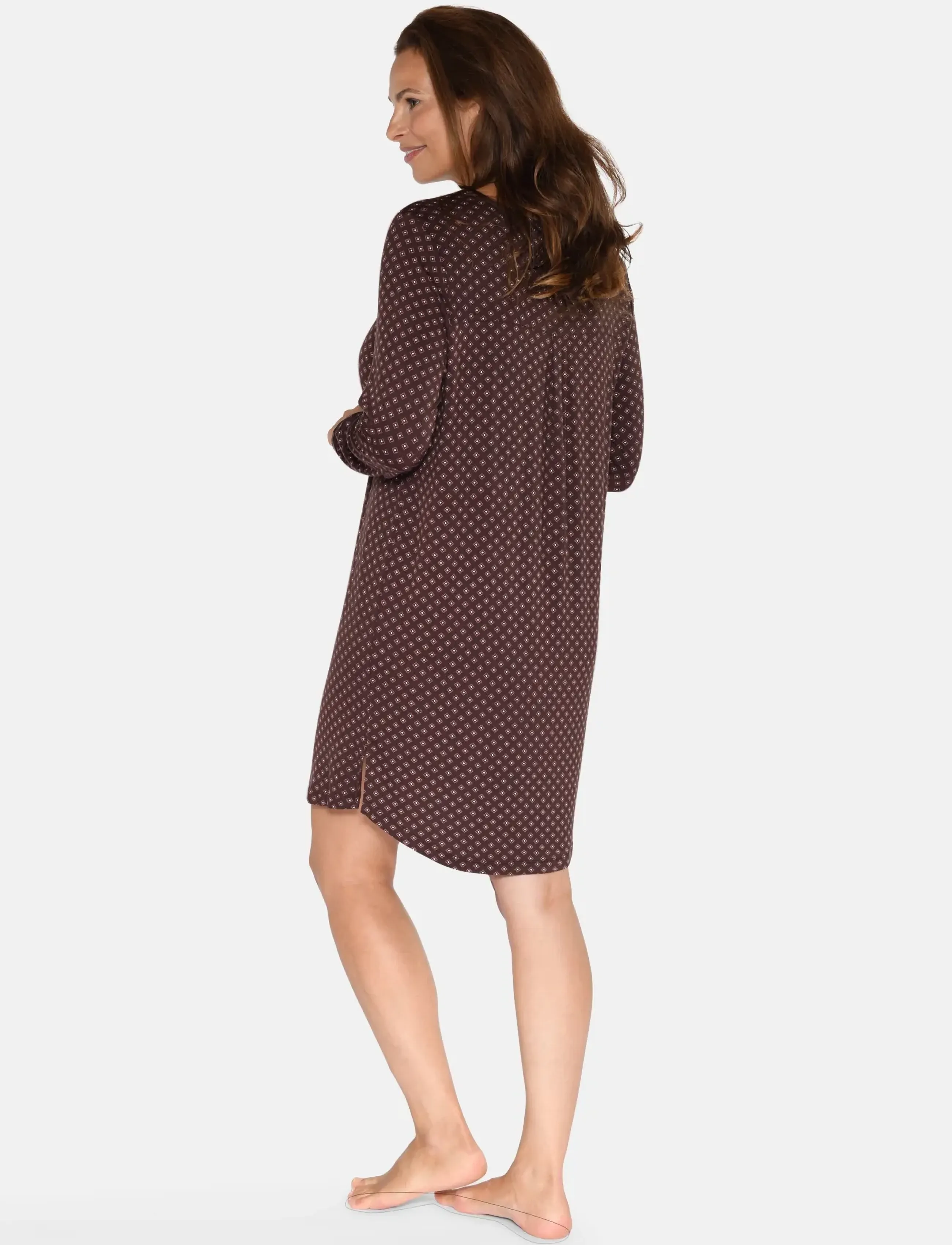 CCDK Copenhagen - Nicole longsleeved Dress - natkjoler - seal brown aop - 3