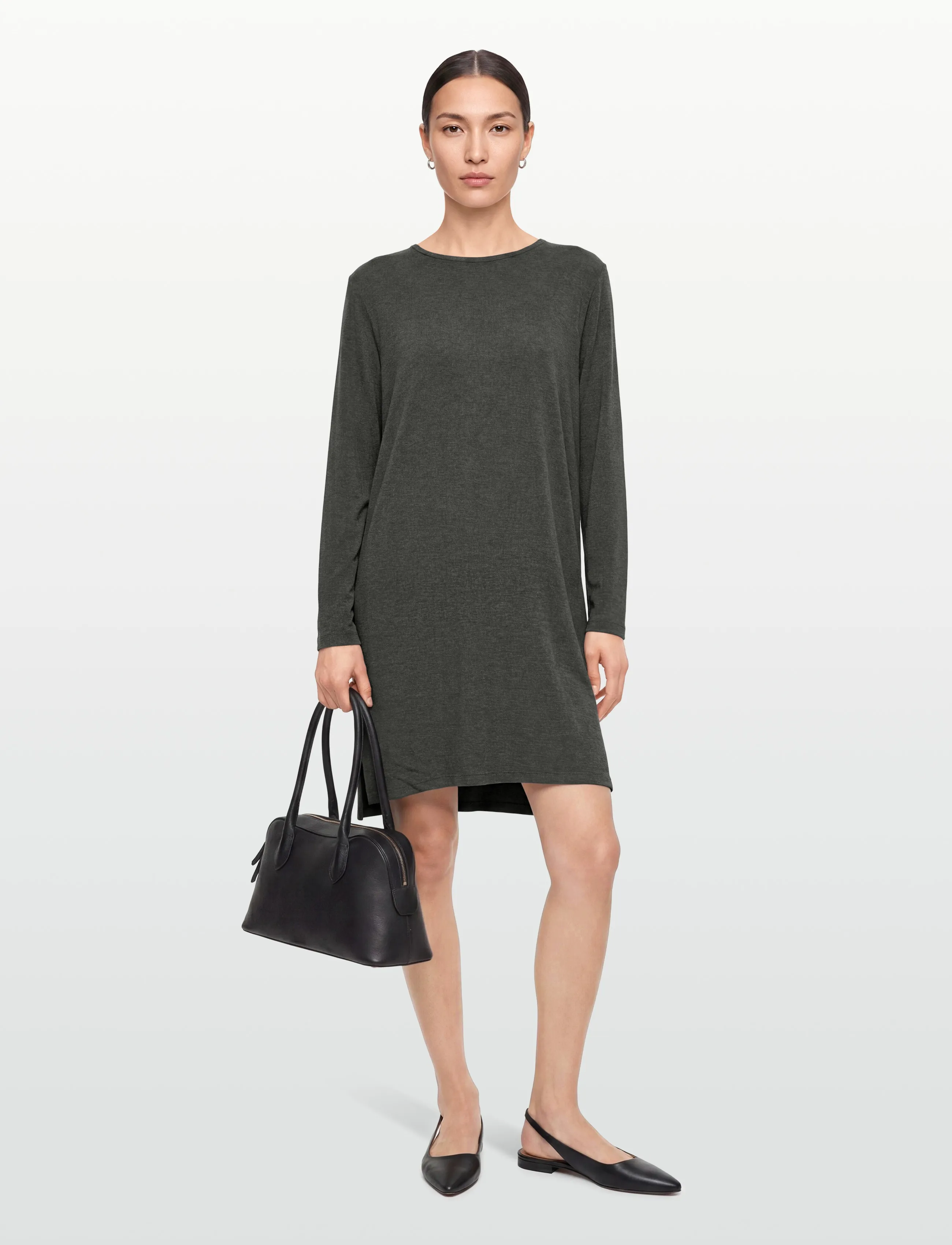 CCDK Copenhagen Bea Longsleeved Dress - T-shirtkjoler - SEAL BROWN MELANGE / brown