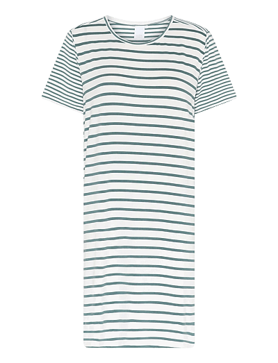 CCDK Copenhagen Bea shortsleeved Dress - Náttkjólar - SAGEBRUSH GREEN STRIPE / khaki/green