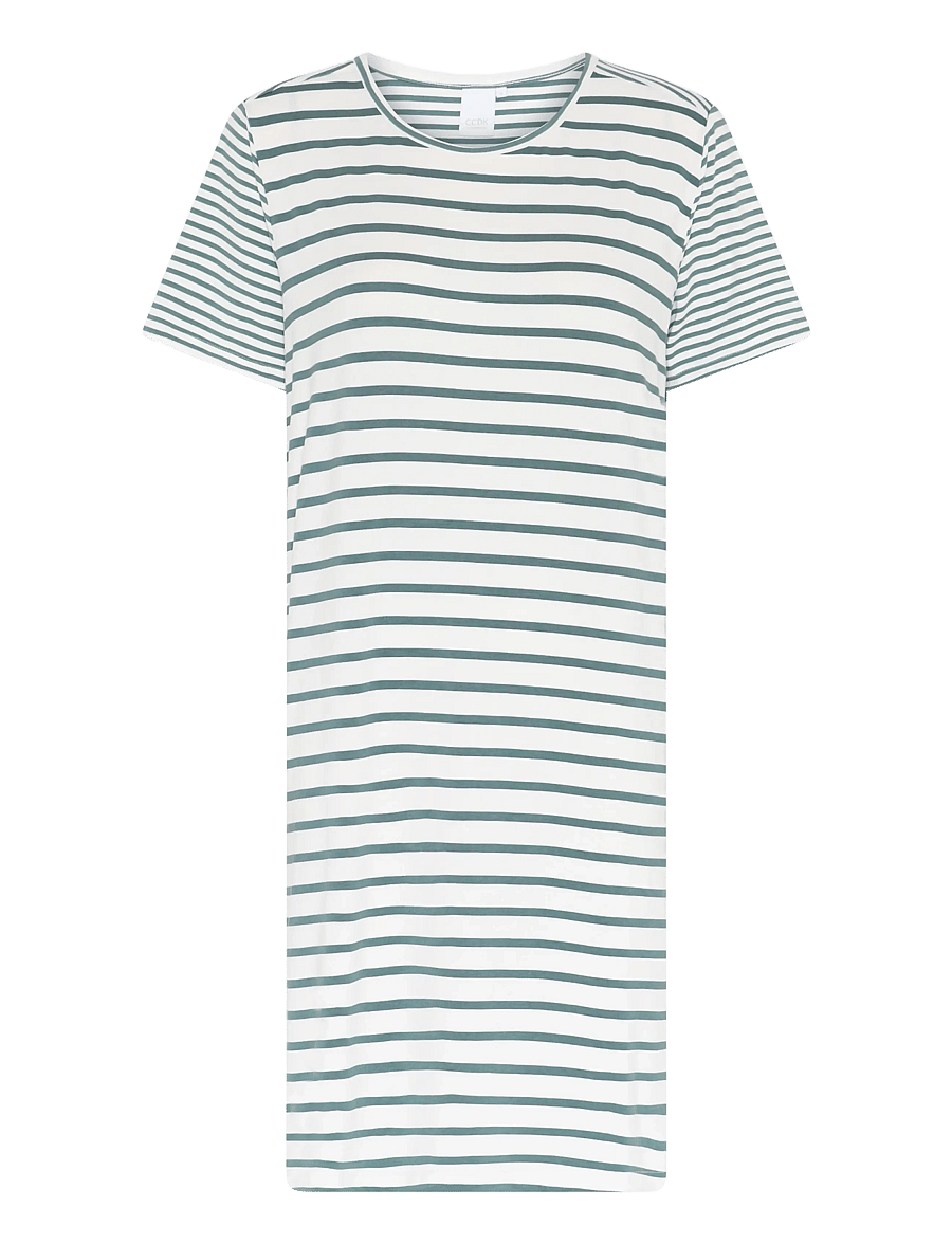 CCDK Copenhagen - Bea shortsleeved Dress - nattlinnen - sagebrush green stripe - 1