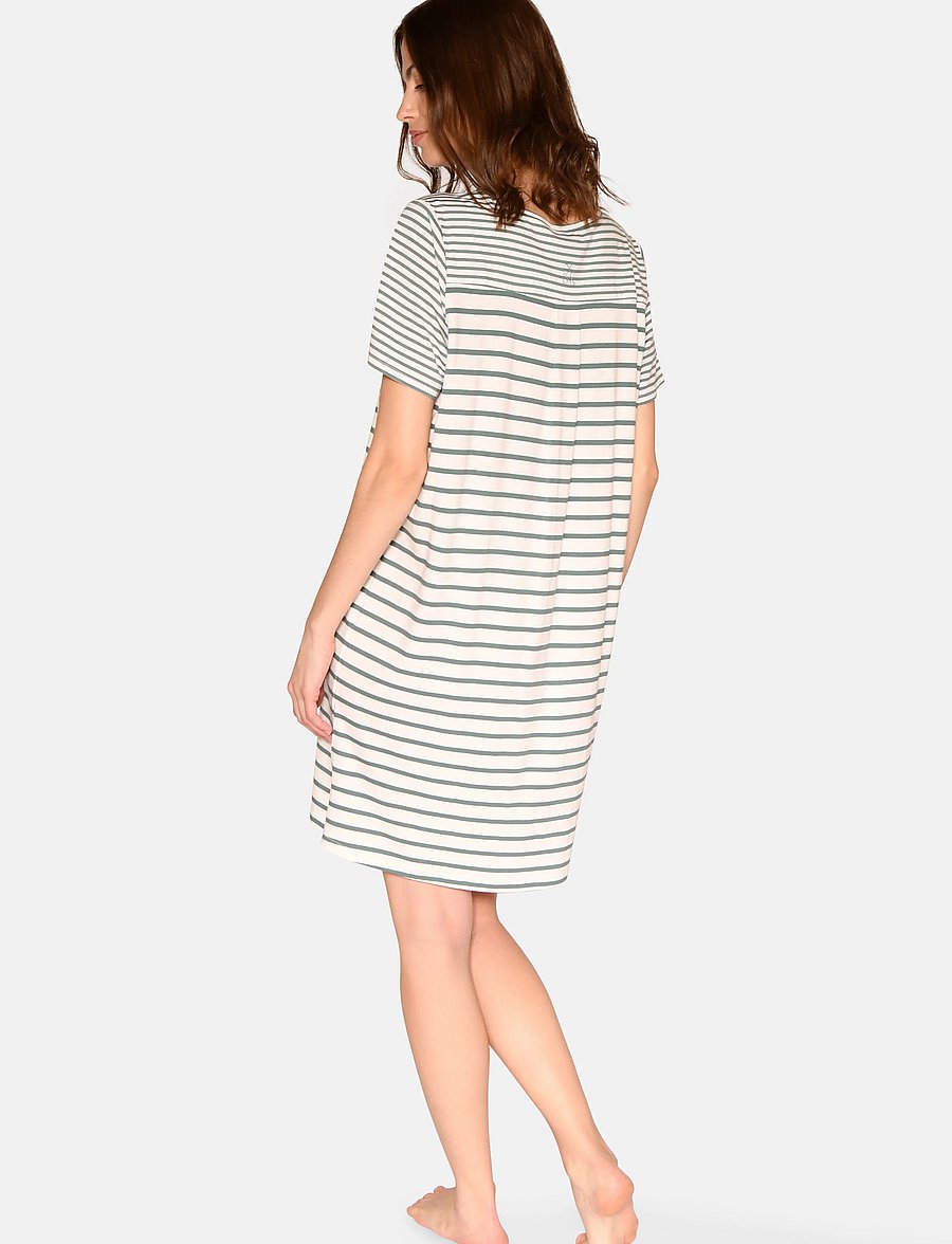 CCDK Copenhagen - Bea shortsleeved Dress - nattlinnen - sagebrush green stripe - 3