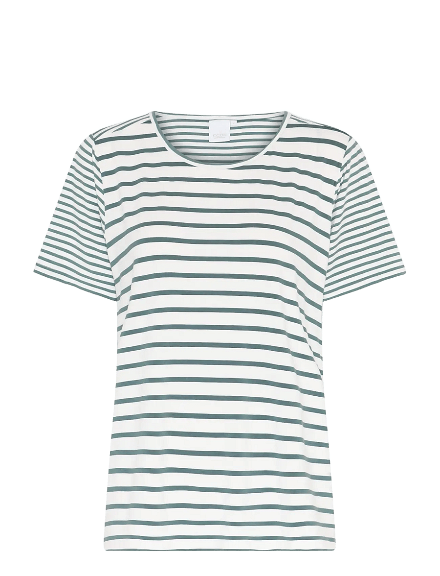 CCDK Copenhagen - Bea shortsleeved T-shirt - oberteile - sagebrush green stripe - 1