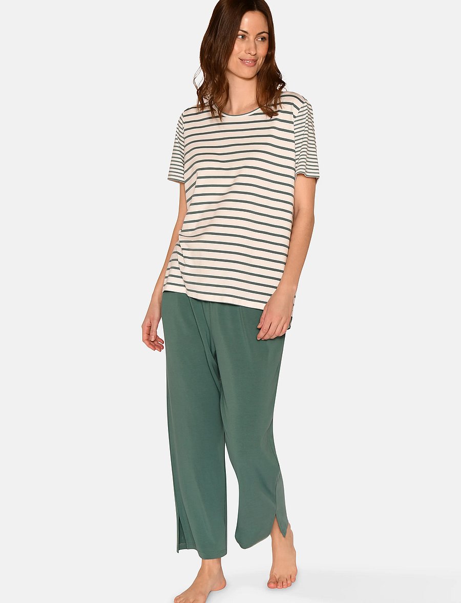 CCDK Copenhagen - Bea shortsleeved T-shirt - oberteile - sagebrush green stripe - 0