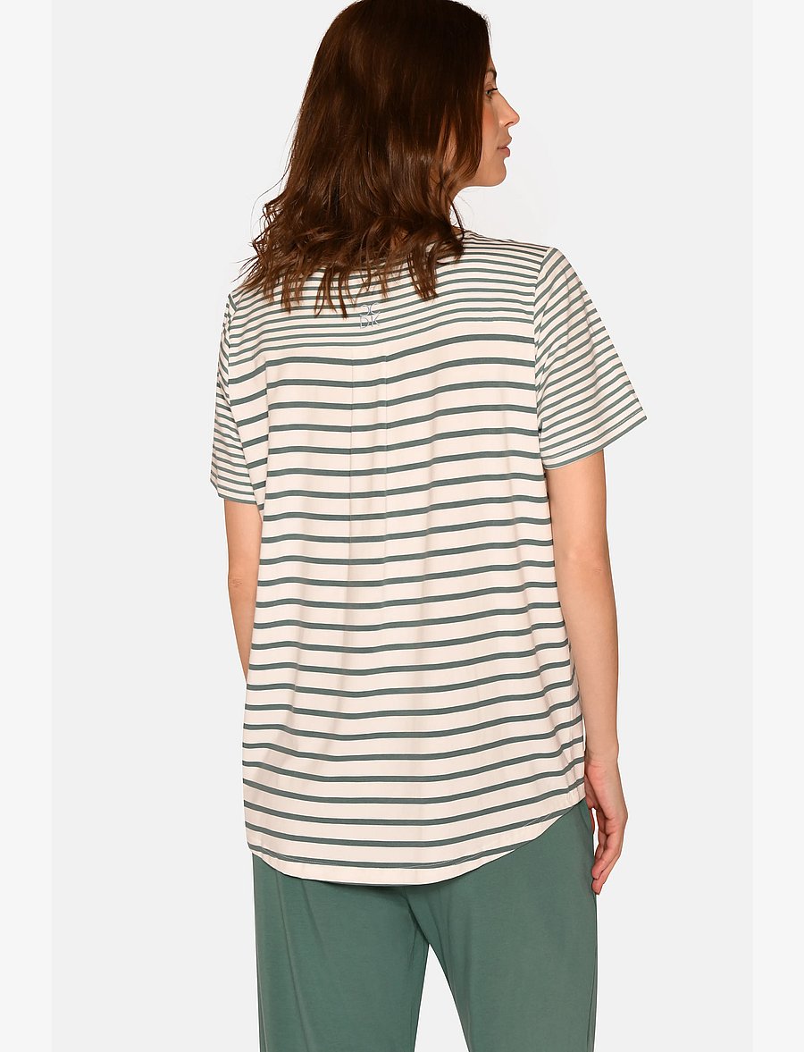 CCDK Copenhagen - Bea shortsleeved T-shirt - oberteile - sagebrush green stripe - 5