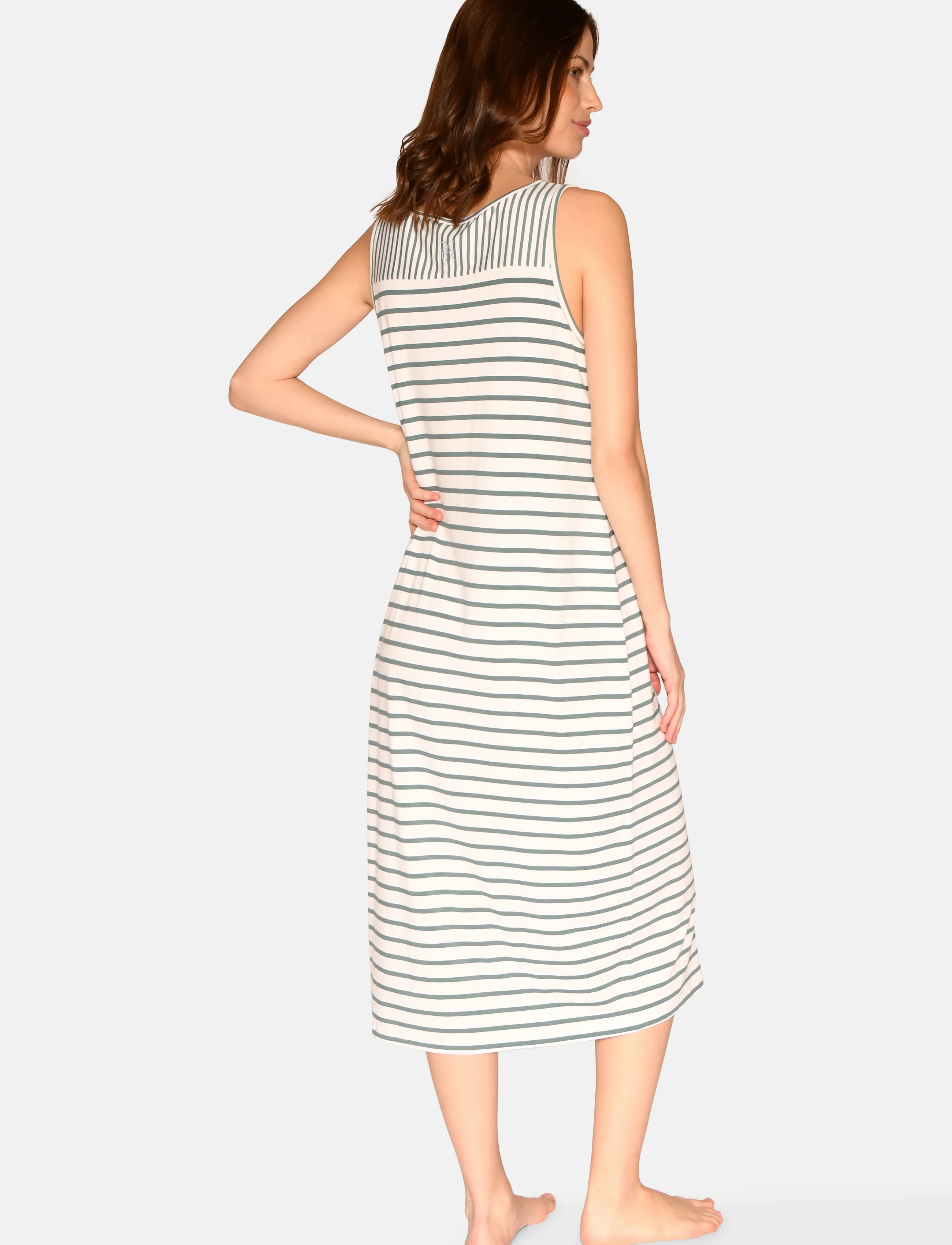 CCDK Copenhagen - Anna Strap Dress - sagebrush green stripe - 3