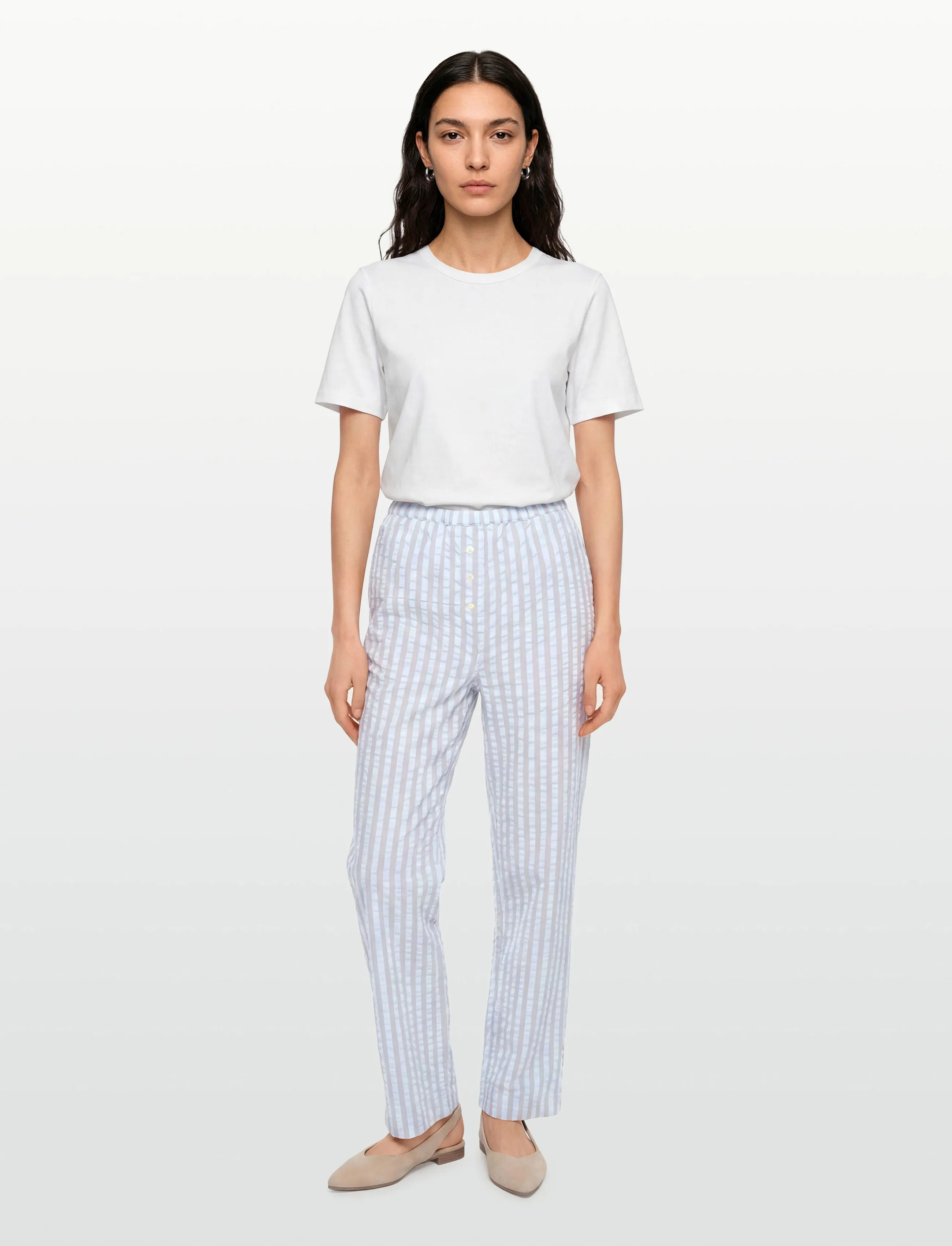 CCDK Copenhagen Mila Pants - Raka byxor - ARTIC ICE STRIPE / blue