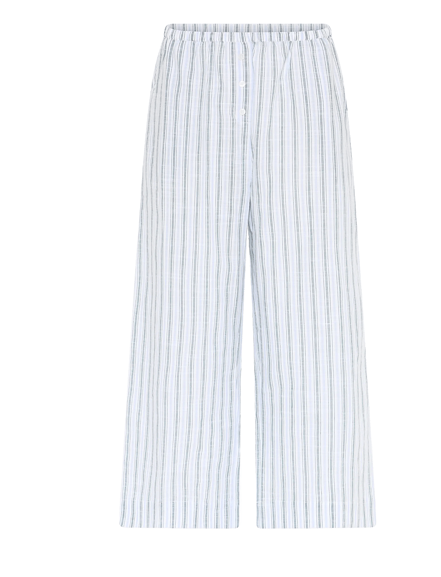 CCDK Copenhagen - Mila Cropped Pants - natbukser - sagebrush green stripe - 1