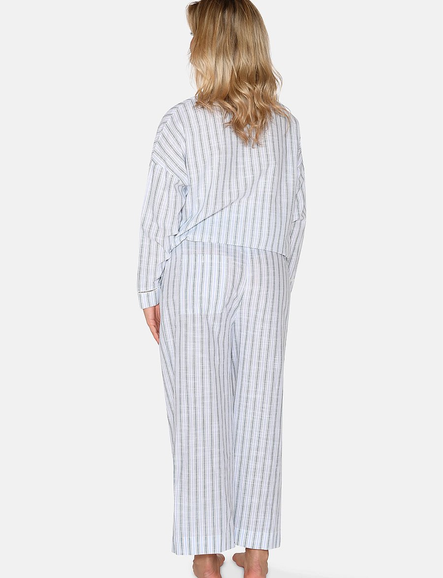 CCDK Copenhagen - Mila Cropped Pants - natbukser - sagebrush green stripe - 3