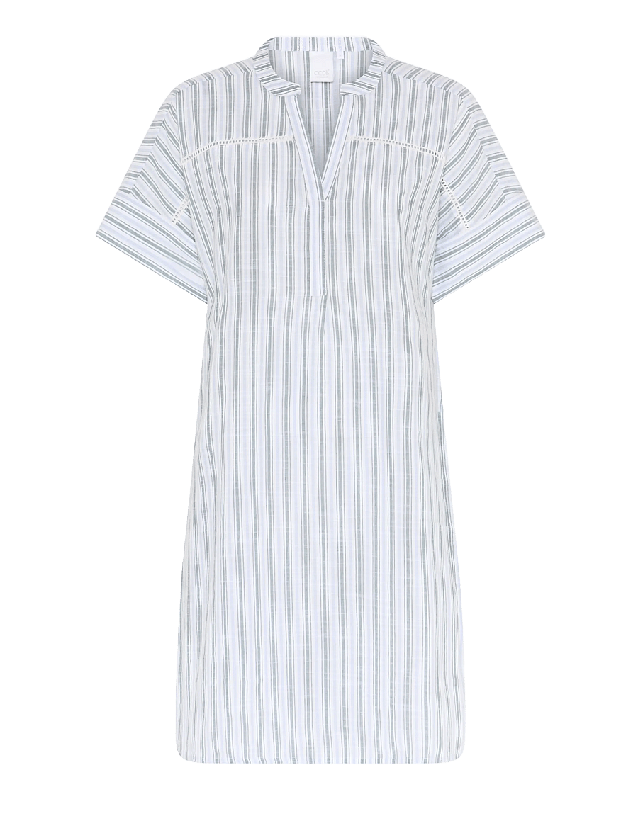 CCDK Copenhagen - Aya Dress - nattlinnen - sagebrush green stripe - 1