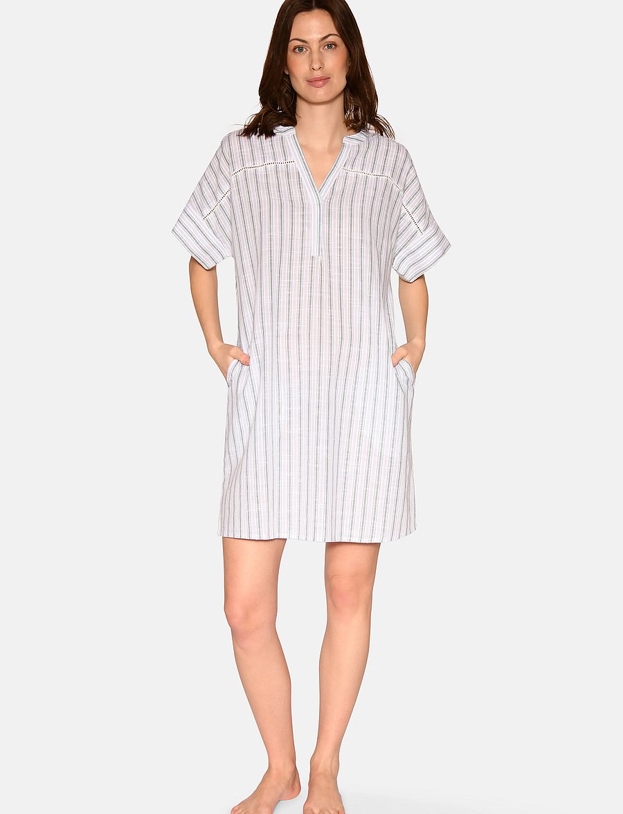 CCDK Copenhagen - Aya Dress - nattlinnen - sagebrush green stripe - 0