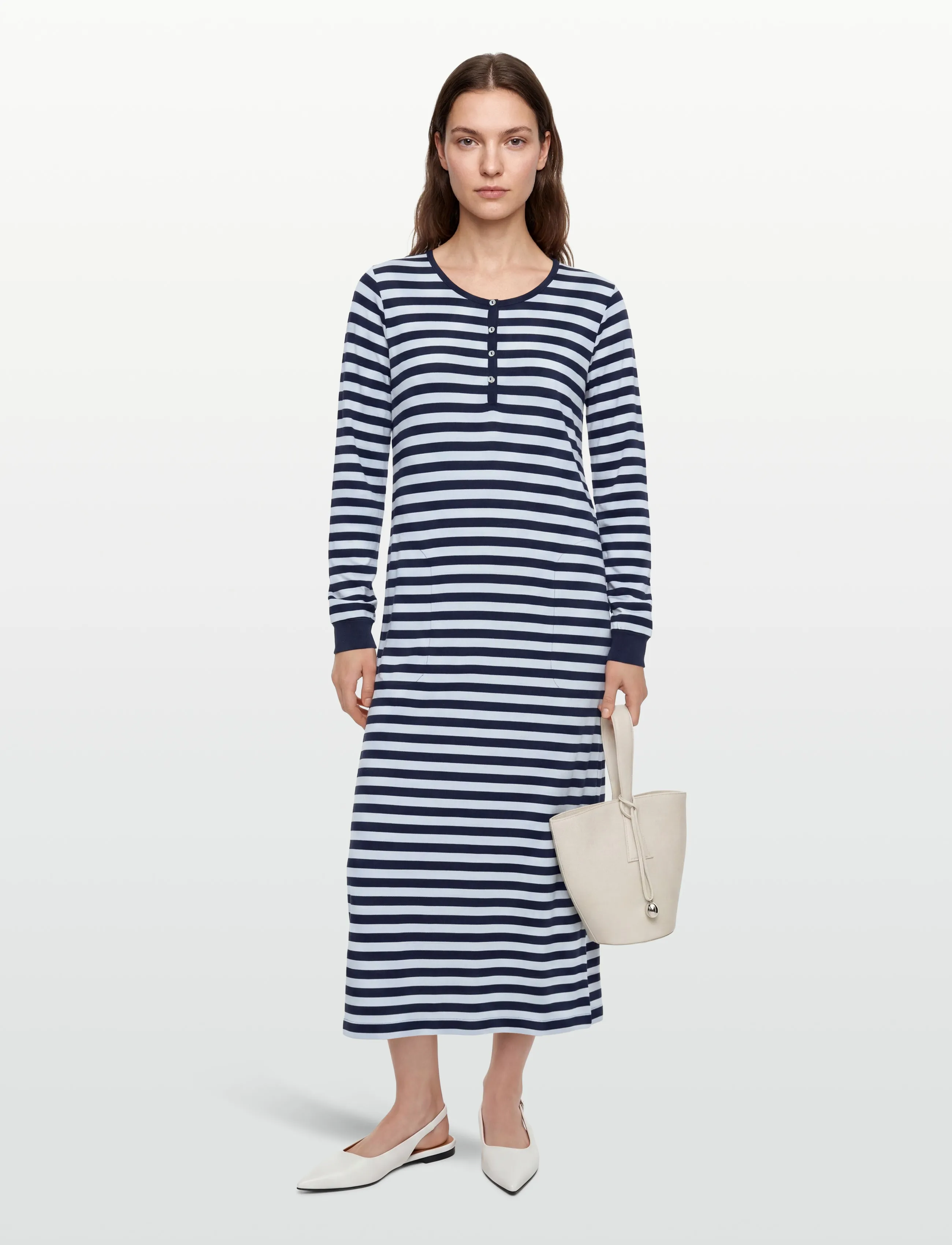 CCDK Copenhagen Beate Longsleeved Dress - Maxi kjoler - ARTIC ICE STRIPE / blue