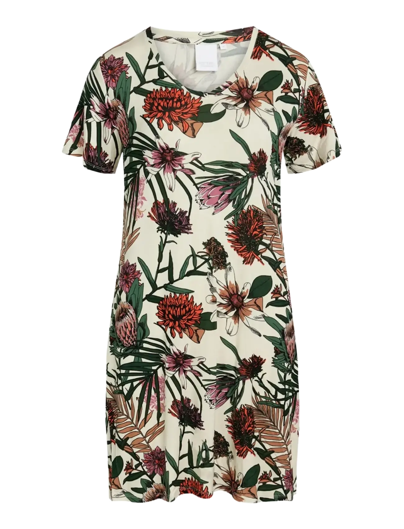 CCDK Copenhagen Jacqueline shortsleeved Dress - Natkjoler - SNOW WHITE / multi