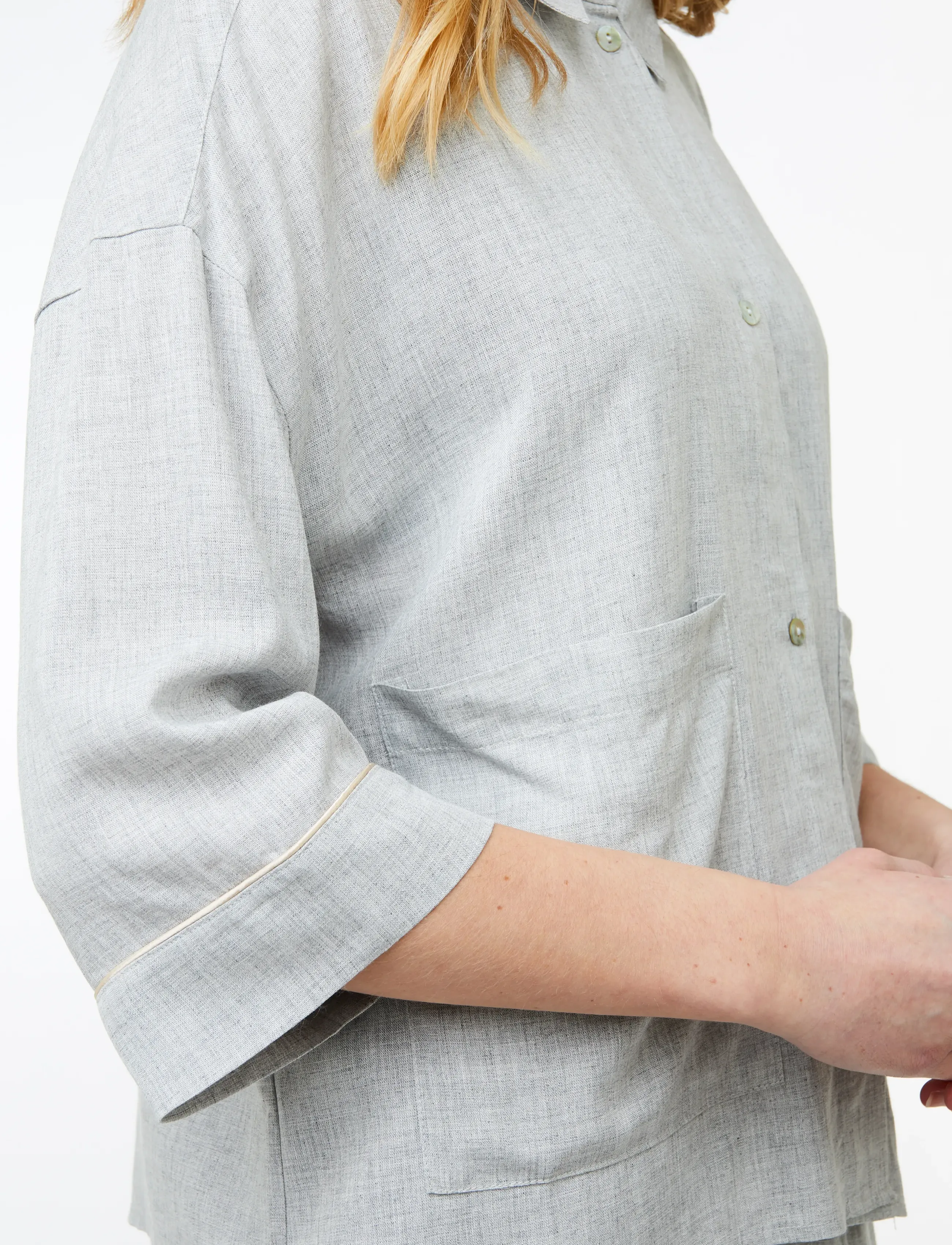 CCDK Copenhagen - Sonja Pajamas Shirt - hørskjorter - light grey melange - 4
