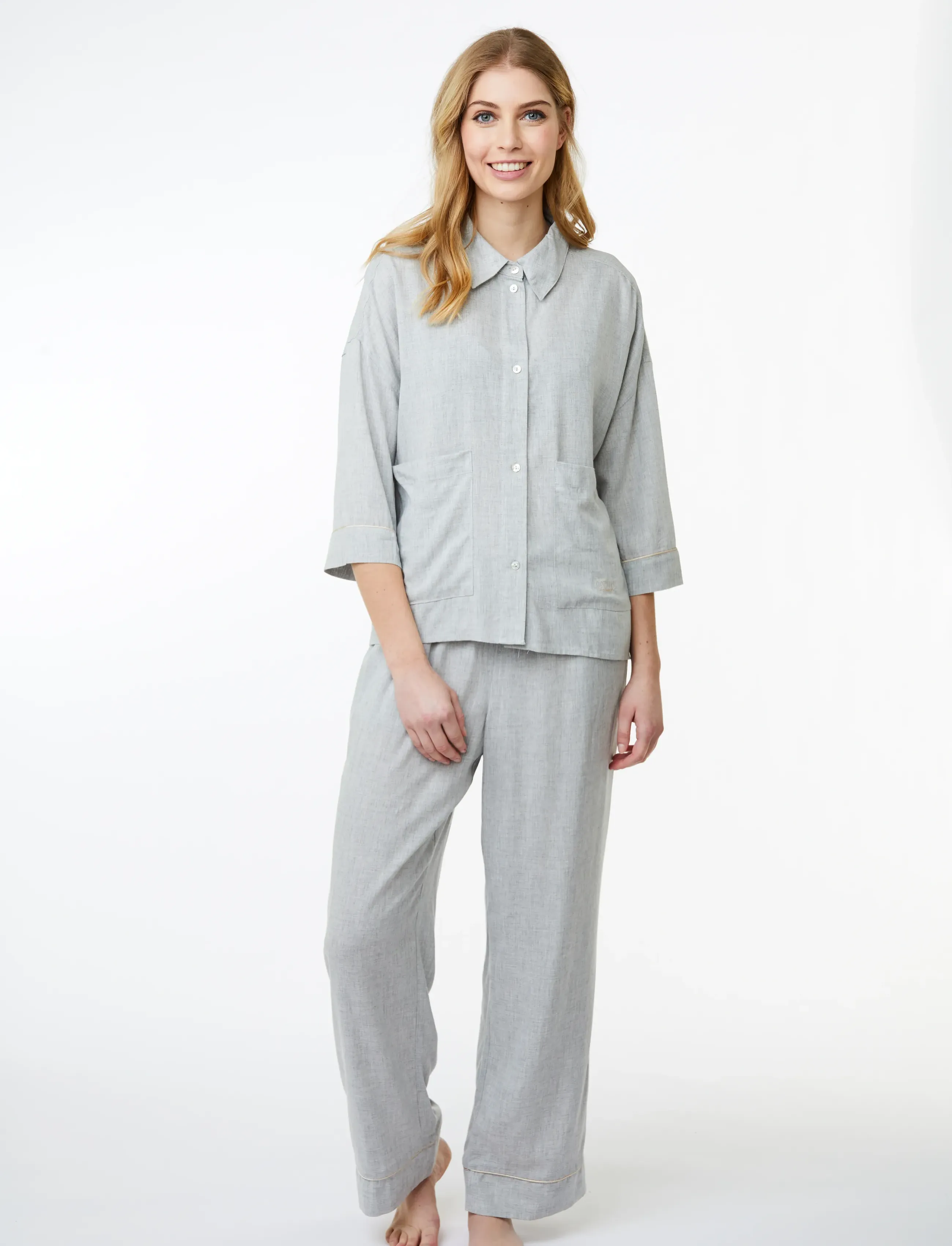 CCDK Copenhagen - Sonja Pajamas Shirt - hørskjorter - light grey melange - 5