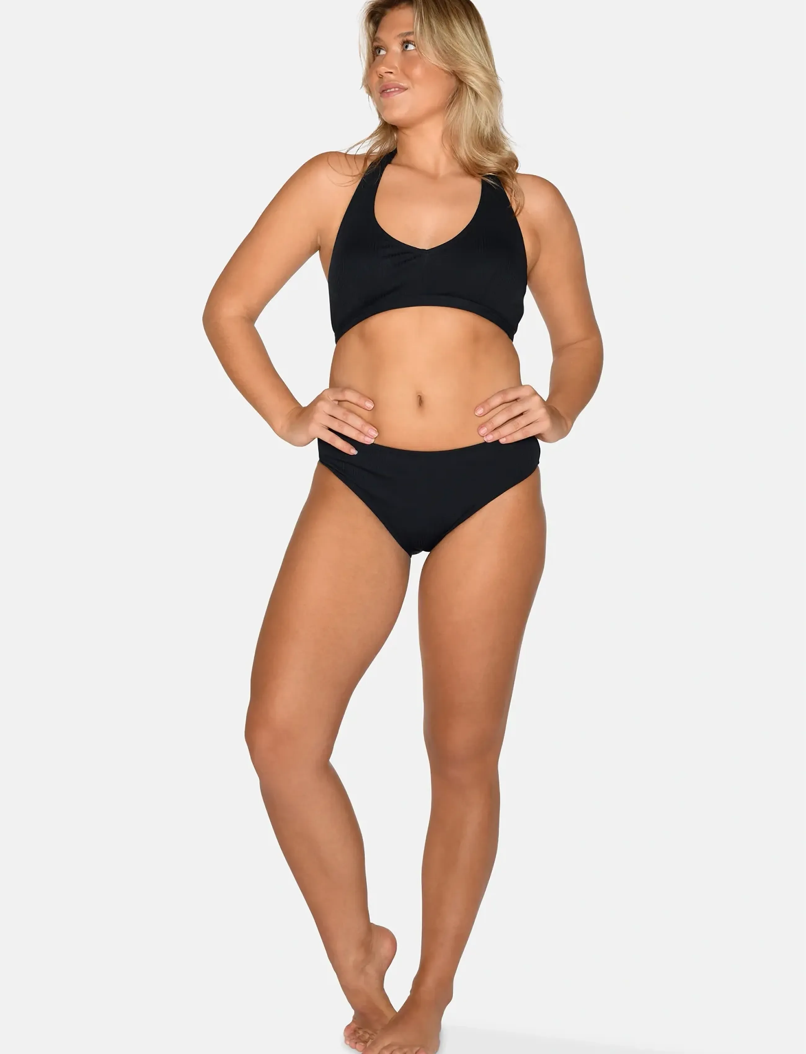 CCDK Copenhagen Brianna Midi Bikini Brief, Kvinder, Ribbet Højtaljet Bikinitrusse, Sort, Str: 42