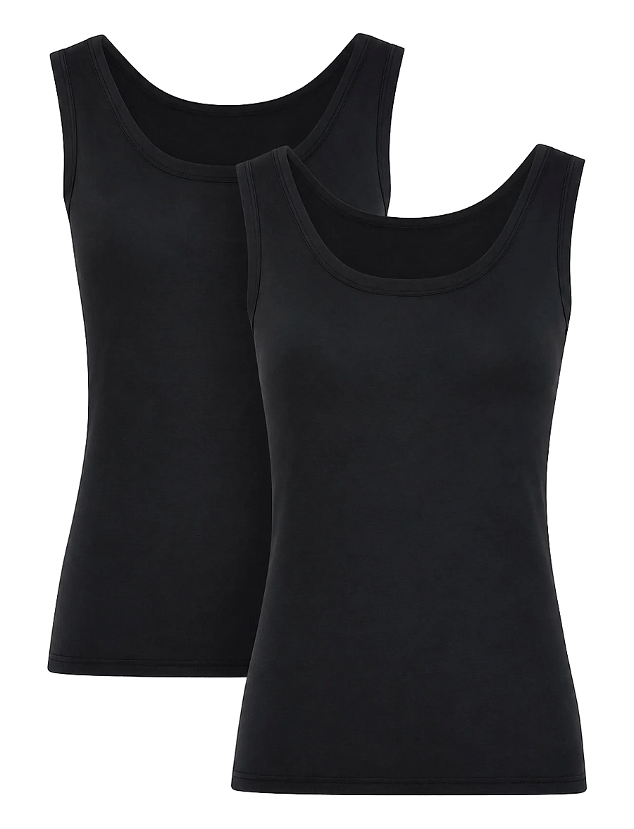 CCDK Copenhagen - 2-Pack Modal Tank Top - overdele - black - 1