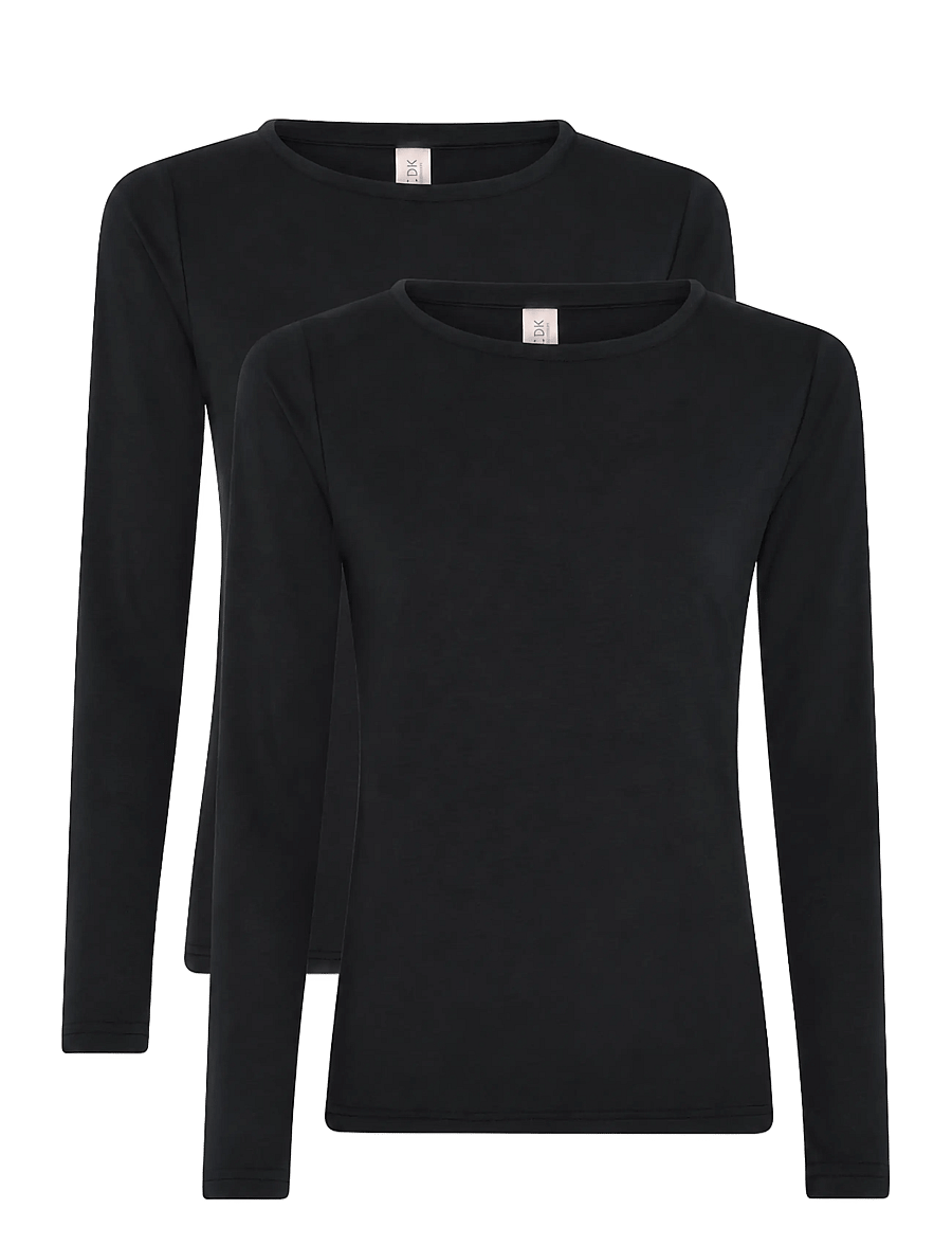 CCDK Copenhagen - 2-Pack Modal Longsleeved T-shirt - overdele - black - 1