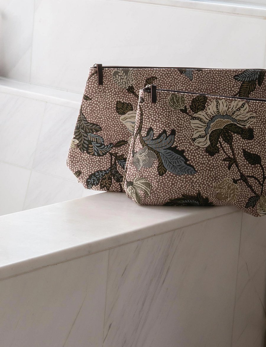 Ceannis - Cosmetic Bag Flower Linen - alltags-style - dusty pink - 0
