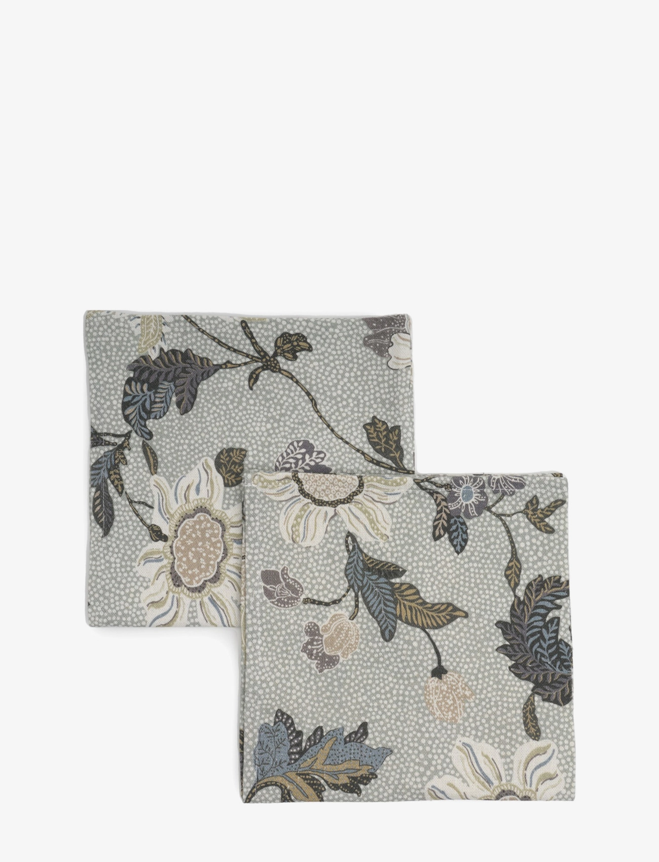 Ceannis Napkins 45x45cm White Flower Linen - Lina un kokvilnas salvetes - WHITE / grey