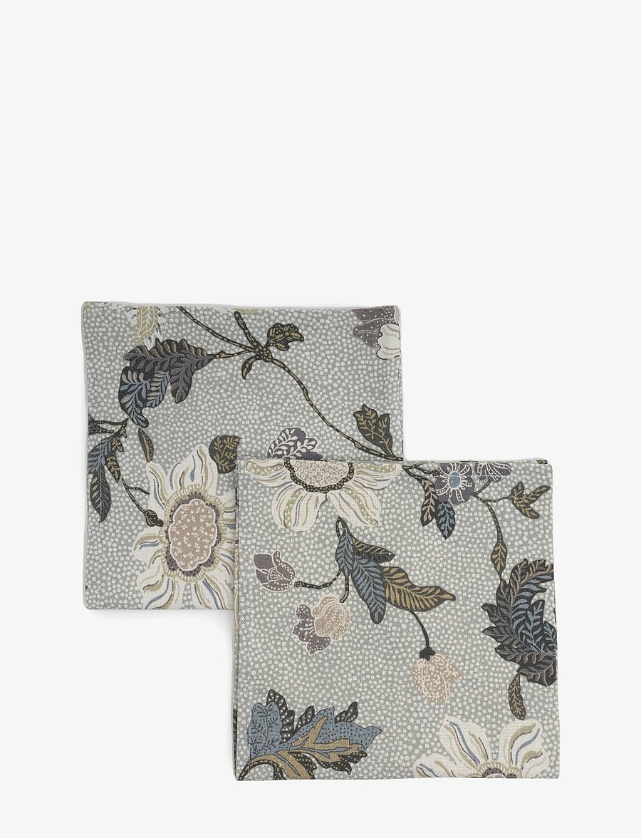 Ceannis - Napkins 45x45cm White Flower Linen - stoffservietten - white - 0