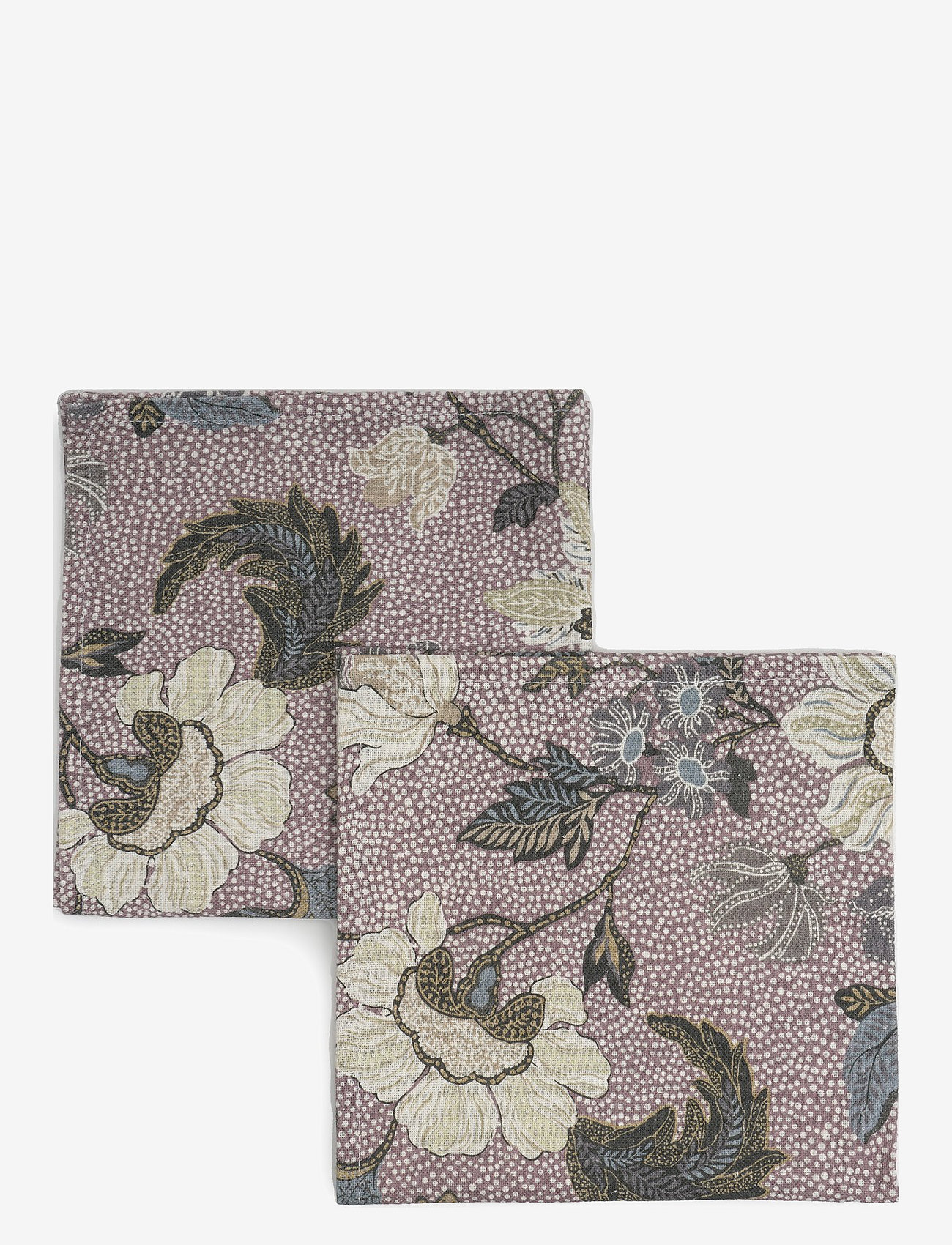 Ceannis Napkins 45x45cm Dusty Pink Flower Linen - Servietten - DUSTY PINK / purple