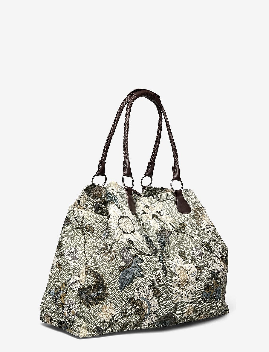 Ceannis - Weekend Bag Soft Green Flower Linen - green - 2