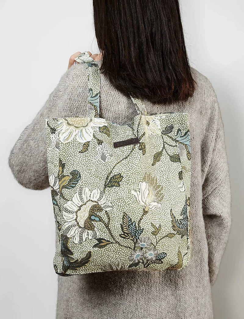 Ceannis - New Shopper Flower Linen - shoppers - green - 2