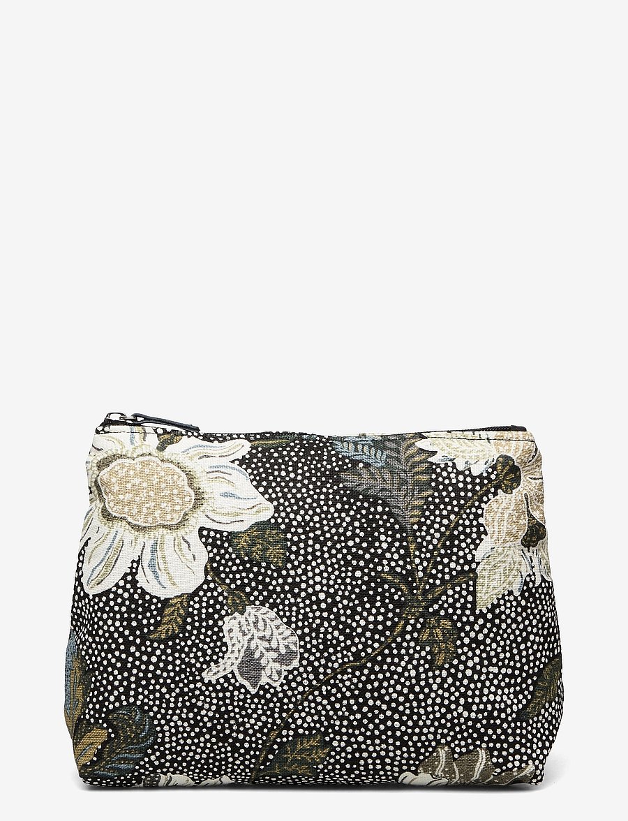 Ceannis - Cosmetic Bag Flower Linen Size: Medium - alltags-style - black - 0