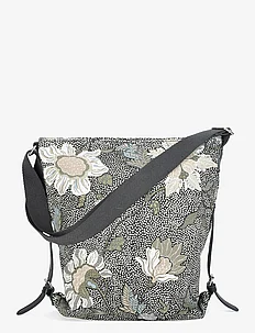 Shoulder Bag Black Flower Linen, Ceannis