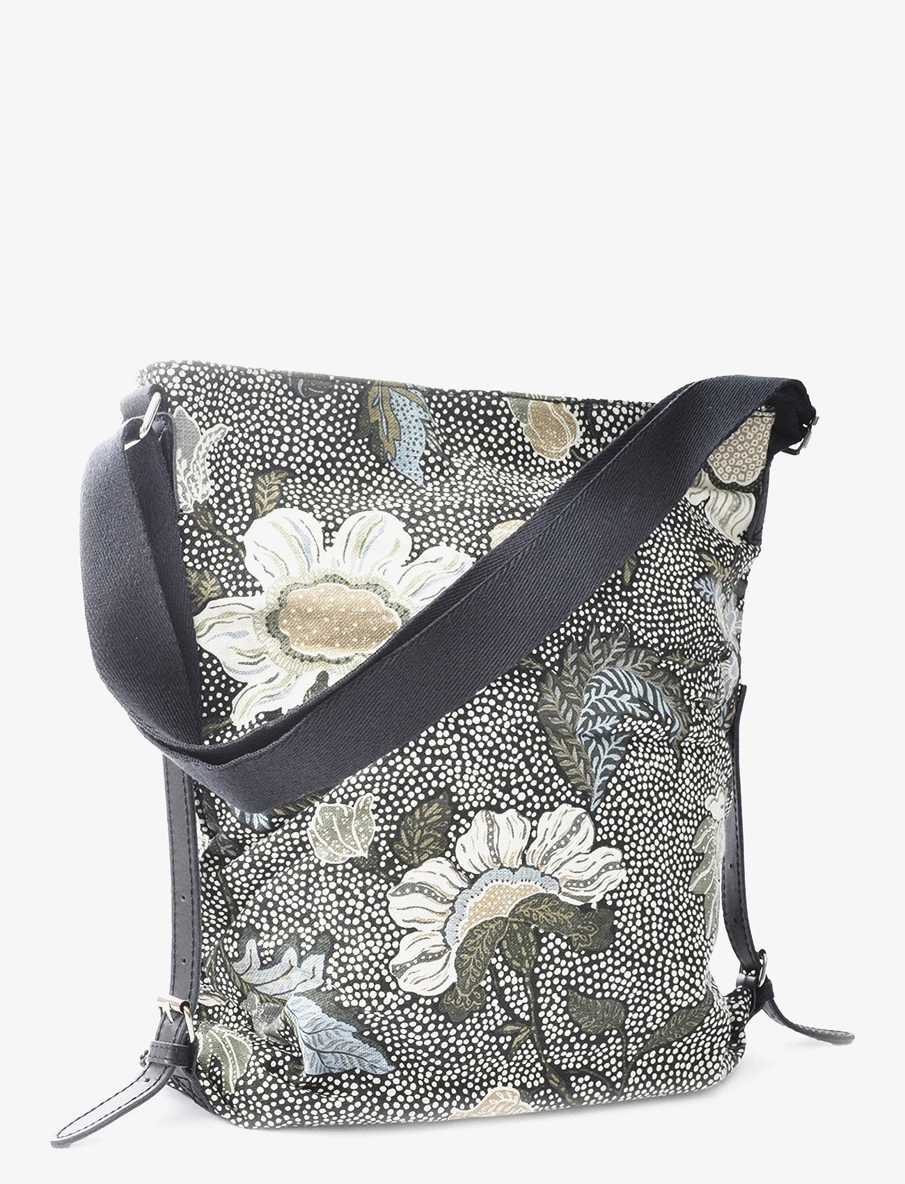 Ceannis - Shoulder Bag Black Flower Linen - festtøj til outletpriser - black - 1