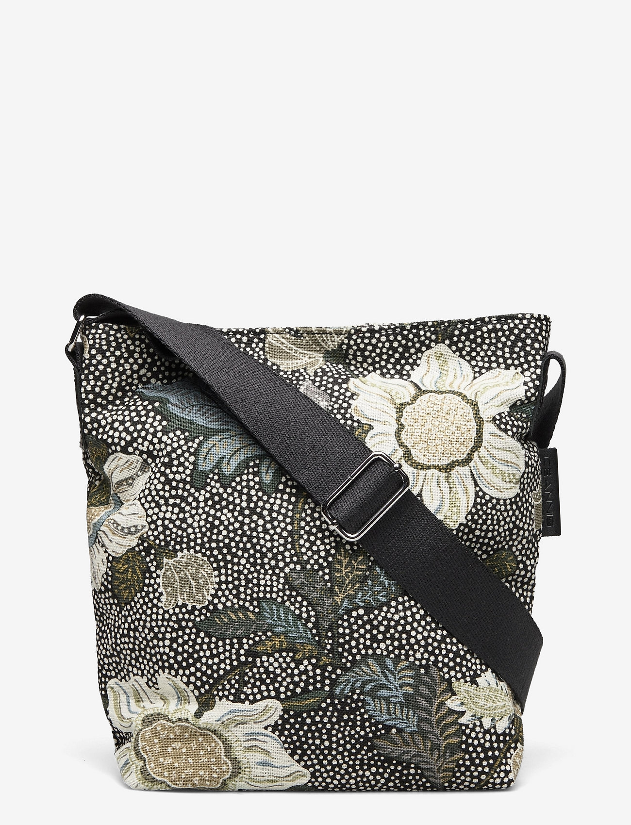 Ceannis - Small Shoulder Bag Black Flower Linen - festtøj til outletpriser - black - 0