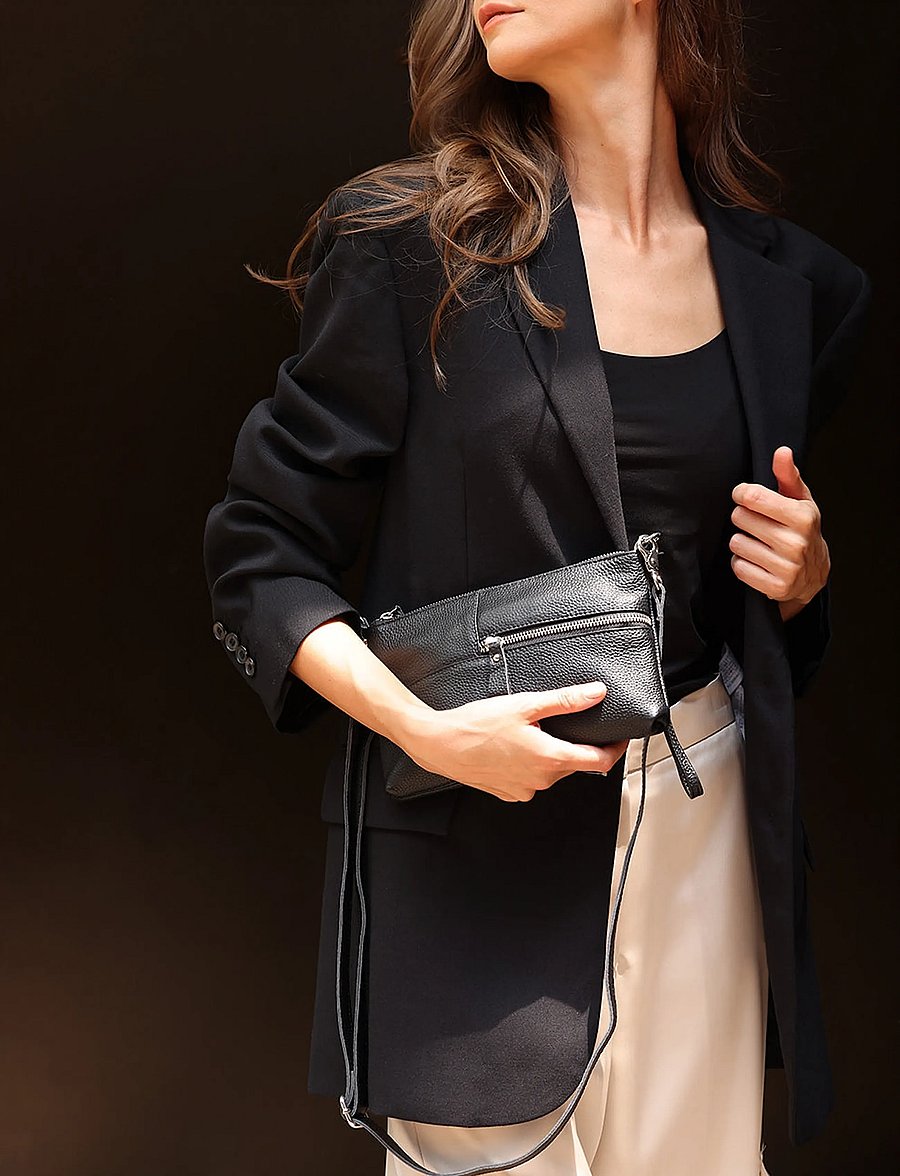 Ceannis - Envelope Bag Grained Leather (S) - erilised sündmused - black - 0