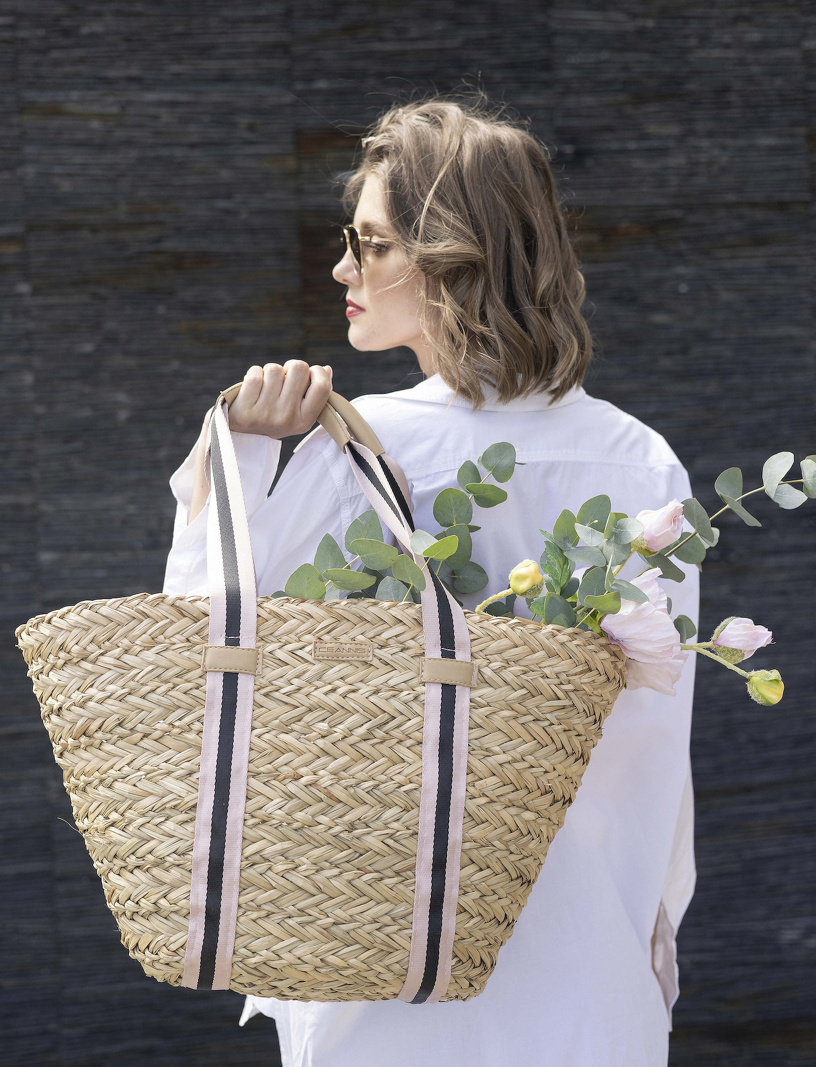 Ceannis - Straw Shopper Stripe - sand - 5