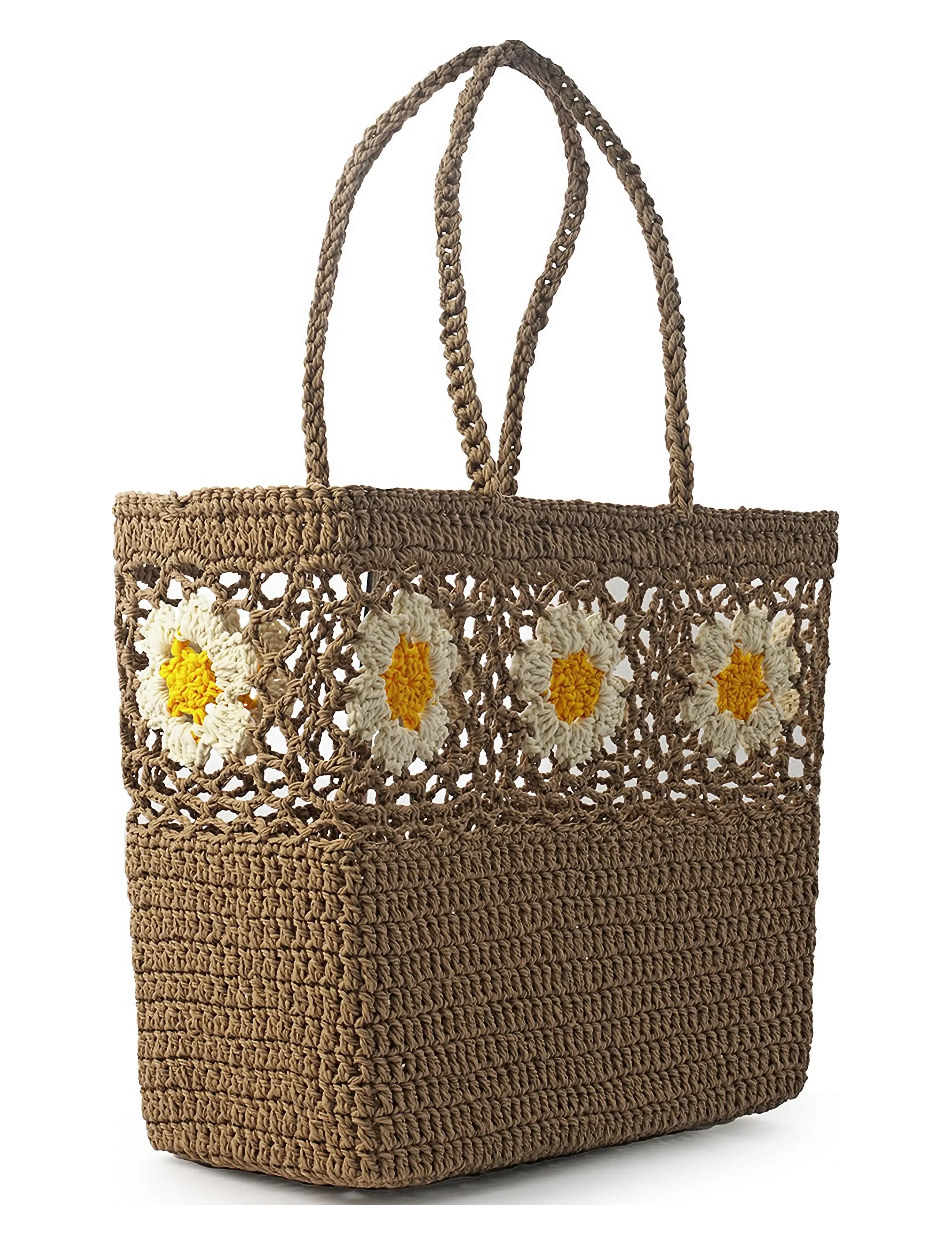 Ceannis - Flower Crochet Basket Sand - sand - 2