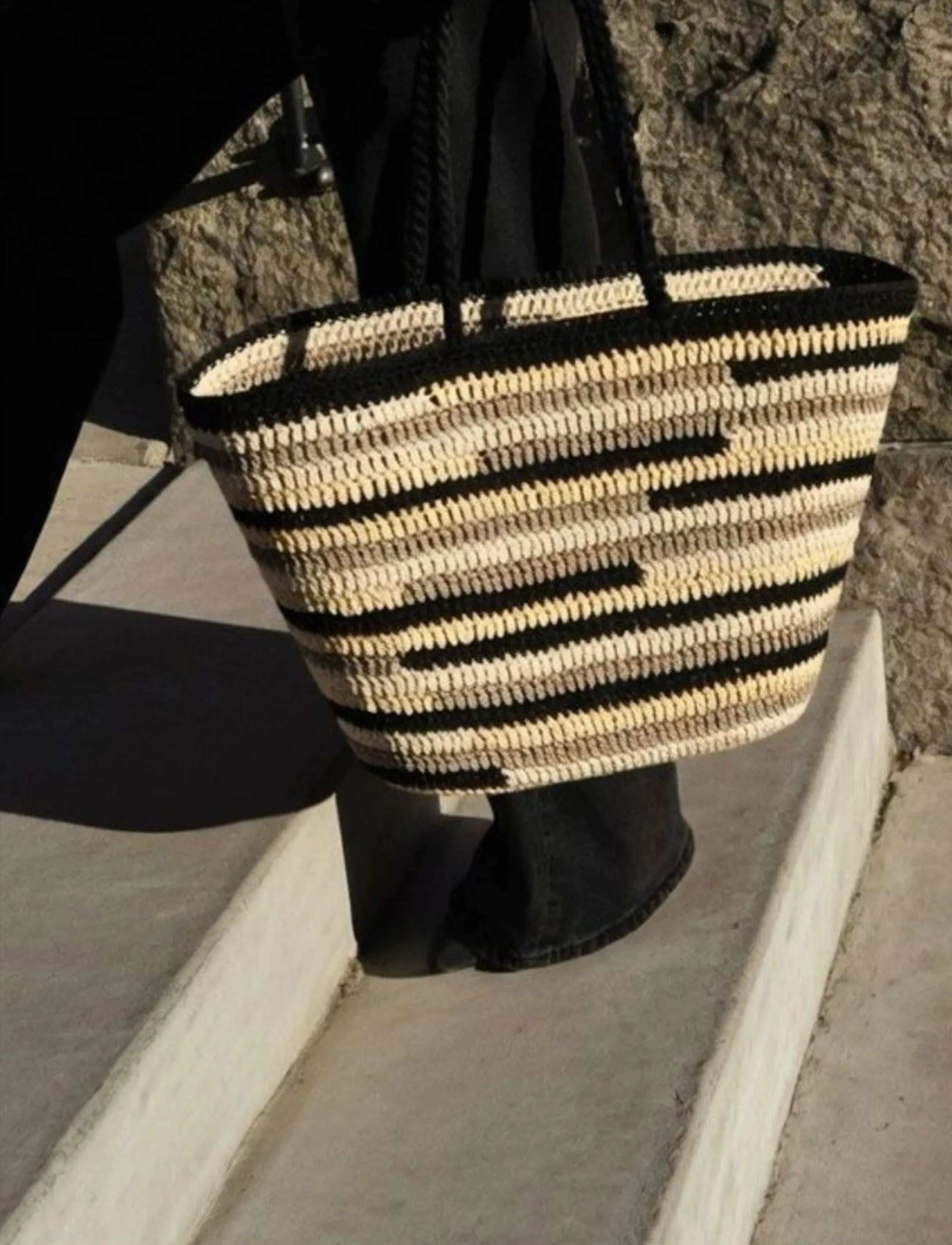 Ceannis Basket Zebra Crochet, One Size, Bags, Braun - Beach Frauen
