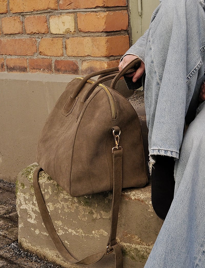 Ceannis - Suede Big Bowling Bag - særlige begivenheder - taupe - 0