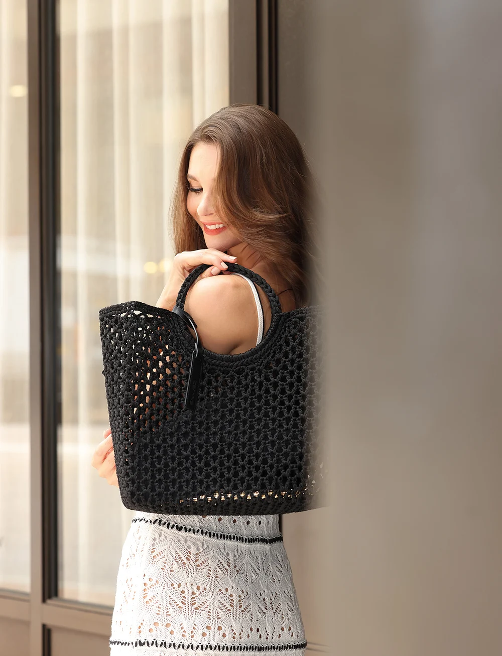 Ceannis - Round Handle Basket Black - shoppers - black - 4