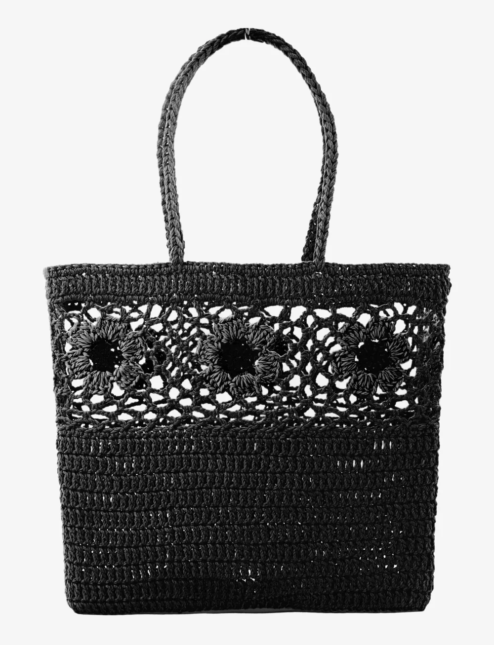 Ceannis - Daffodil Crochet Basket Black - shoppers - black - 0