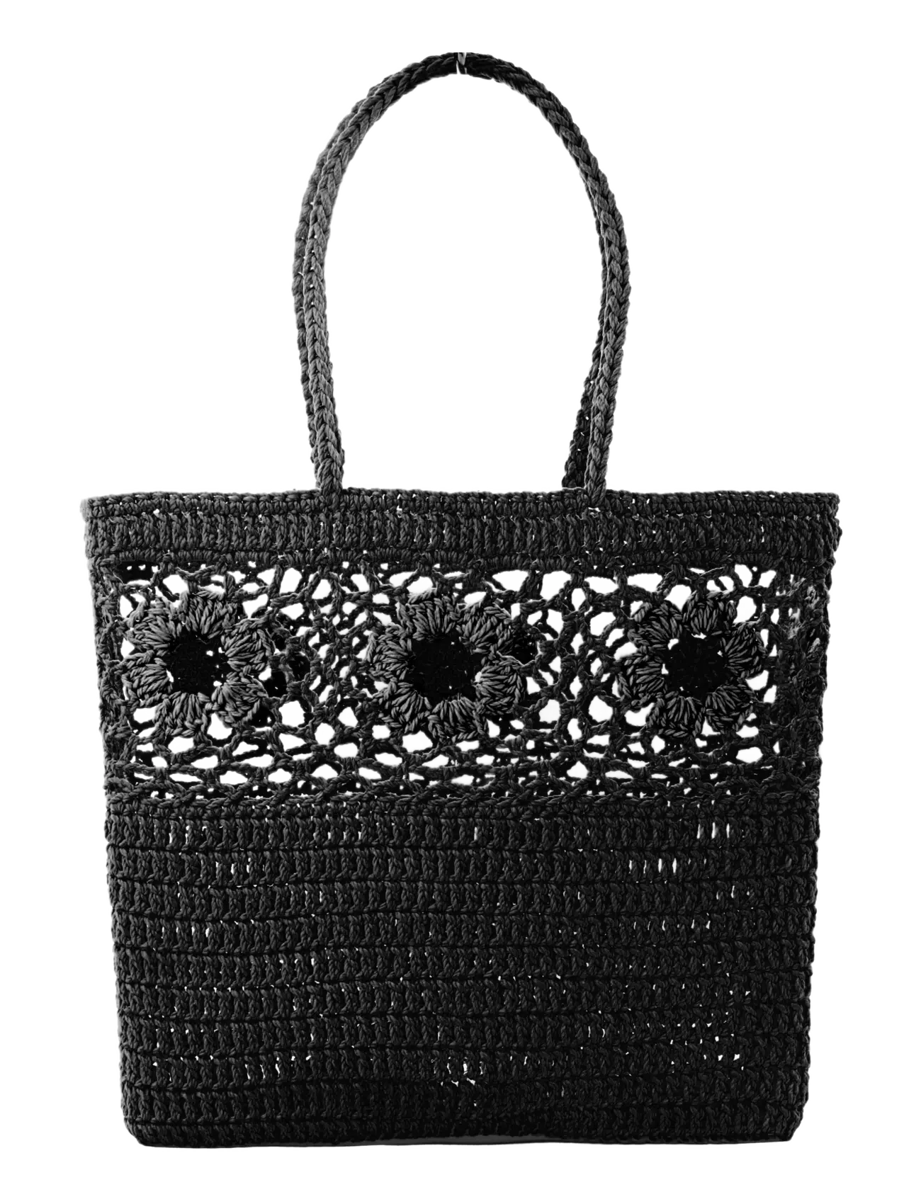 Ceannis Daffodil Crochet Basket Black - Strandtasker - BLACK / black