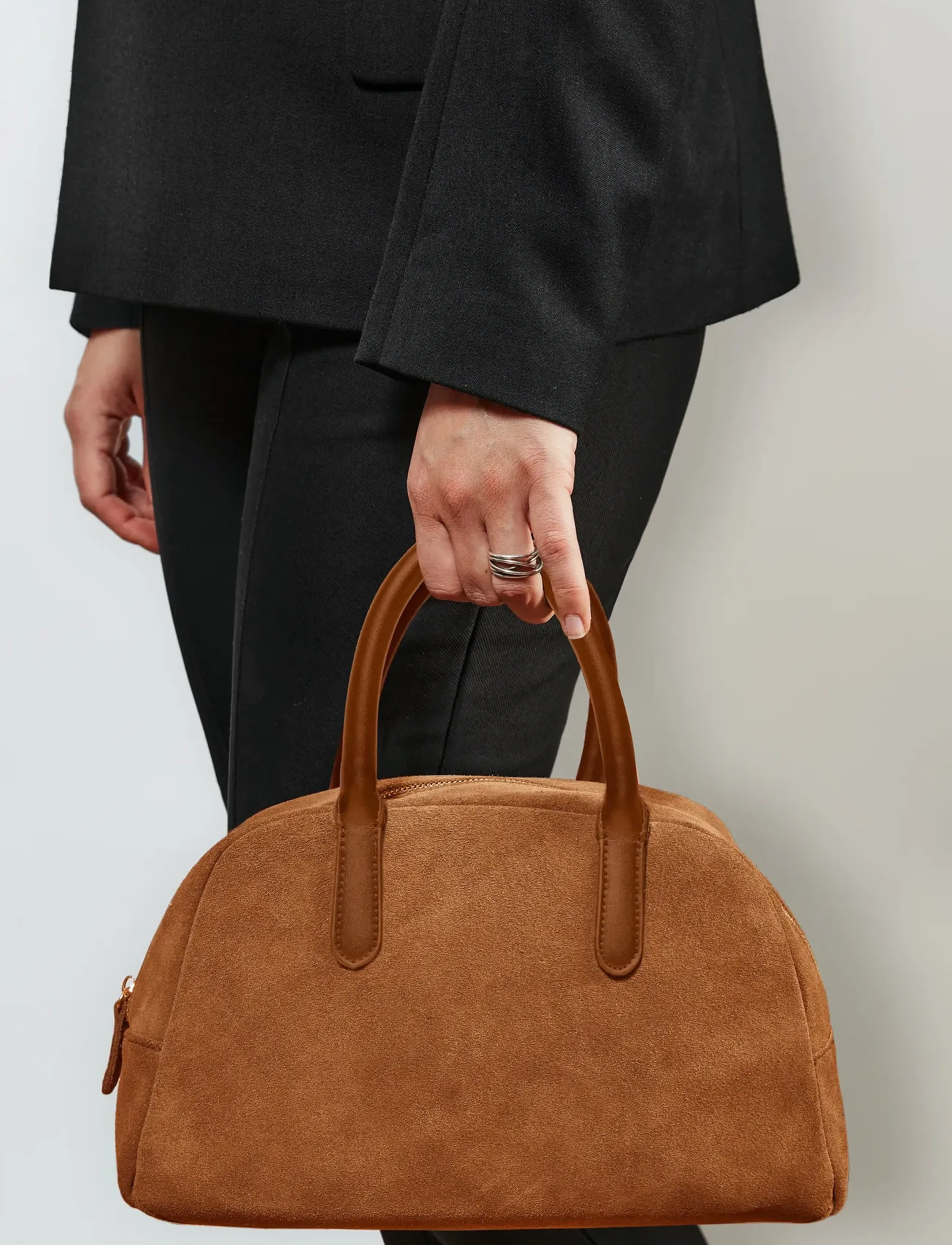 Ceannis Fake Suede Bowling Bag, 31X10X20 cm, Braun, Frauen