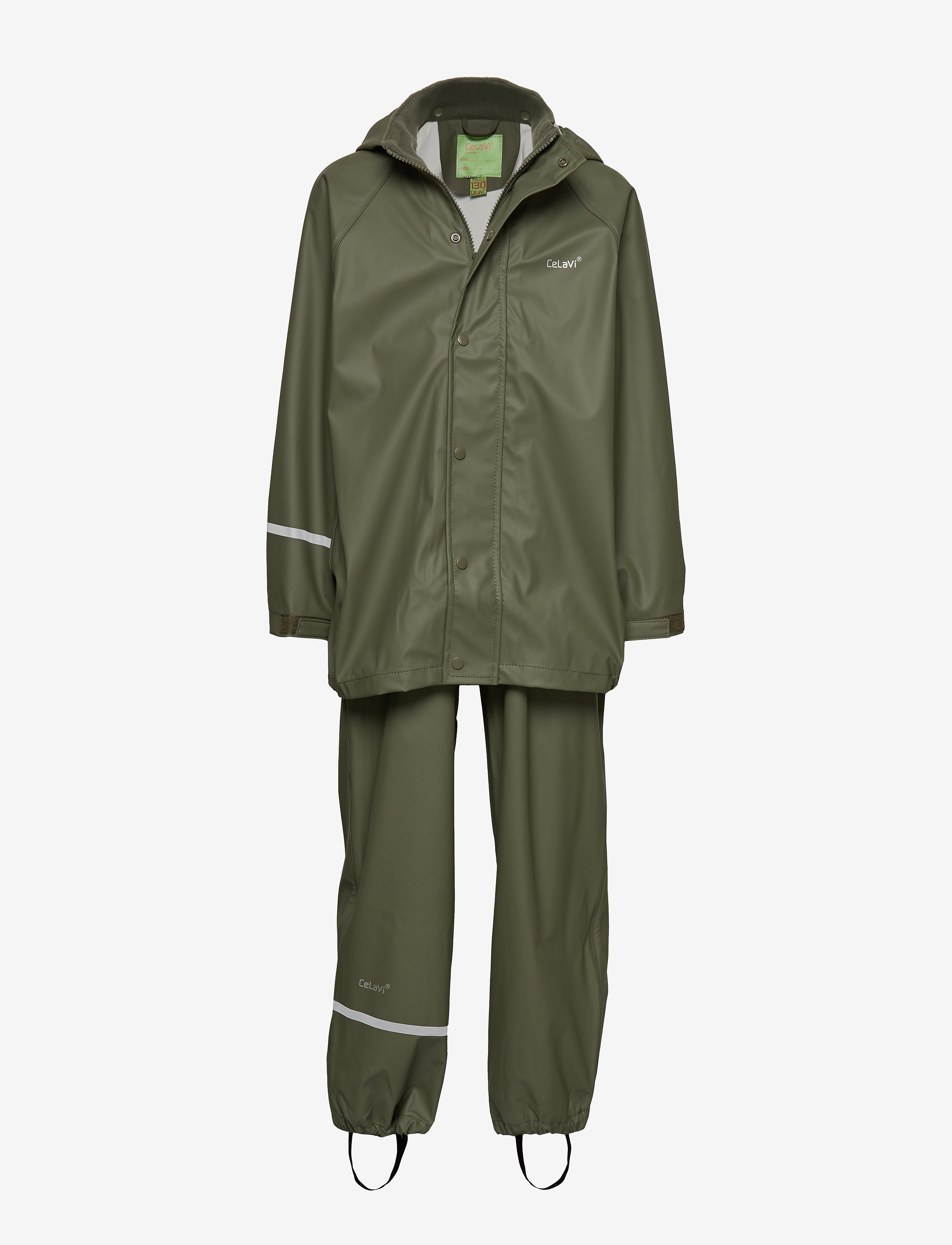 CeLaVi Basic Rainwear Set -Solid Pu, 128-134, Rainwear, Grün - Sets, Kinder
