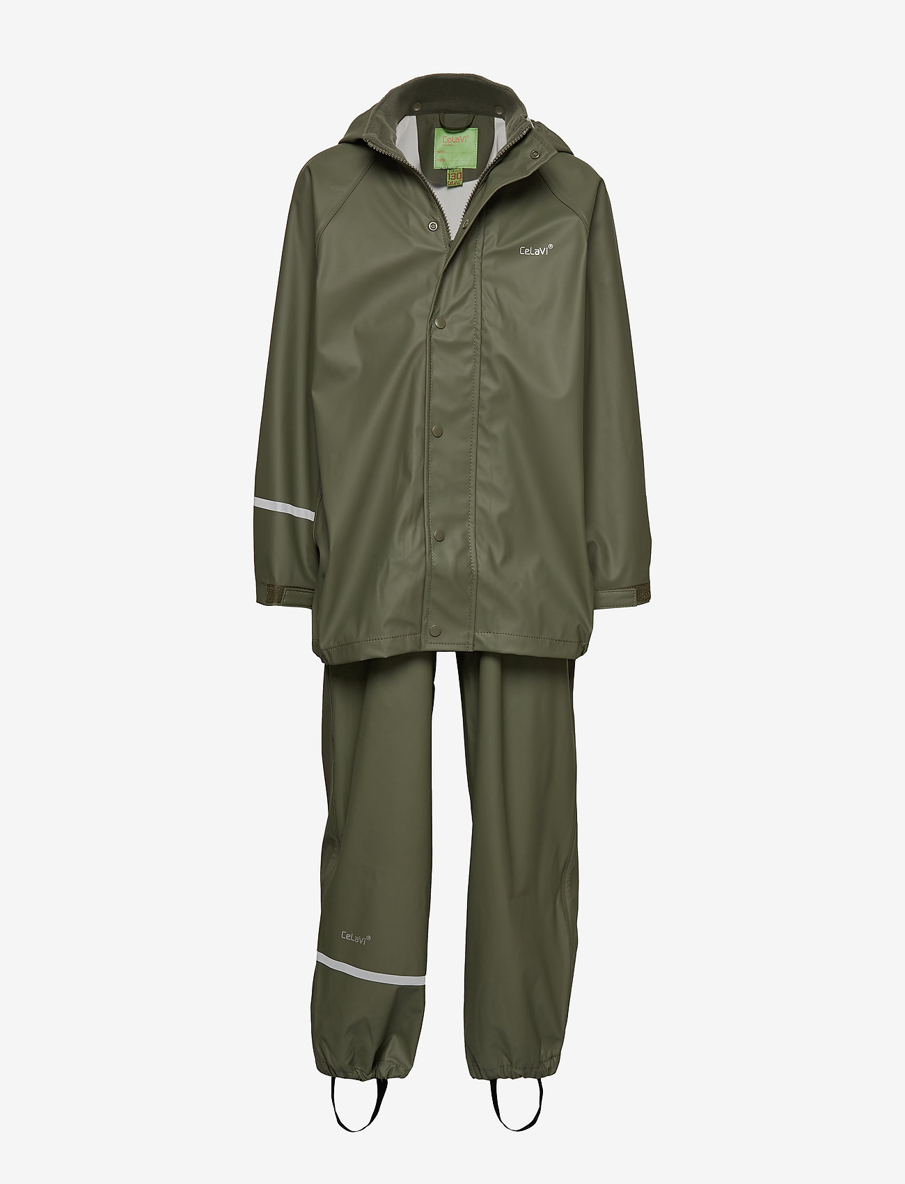 CeLaVi - Basic rainwear set -solid PU - outerwear - army - 0